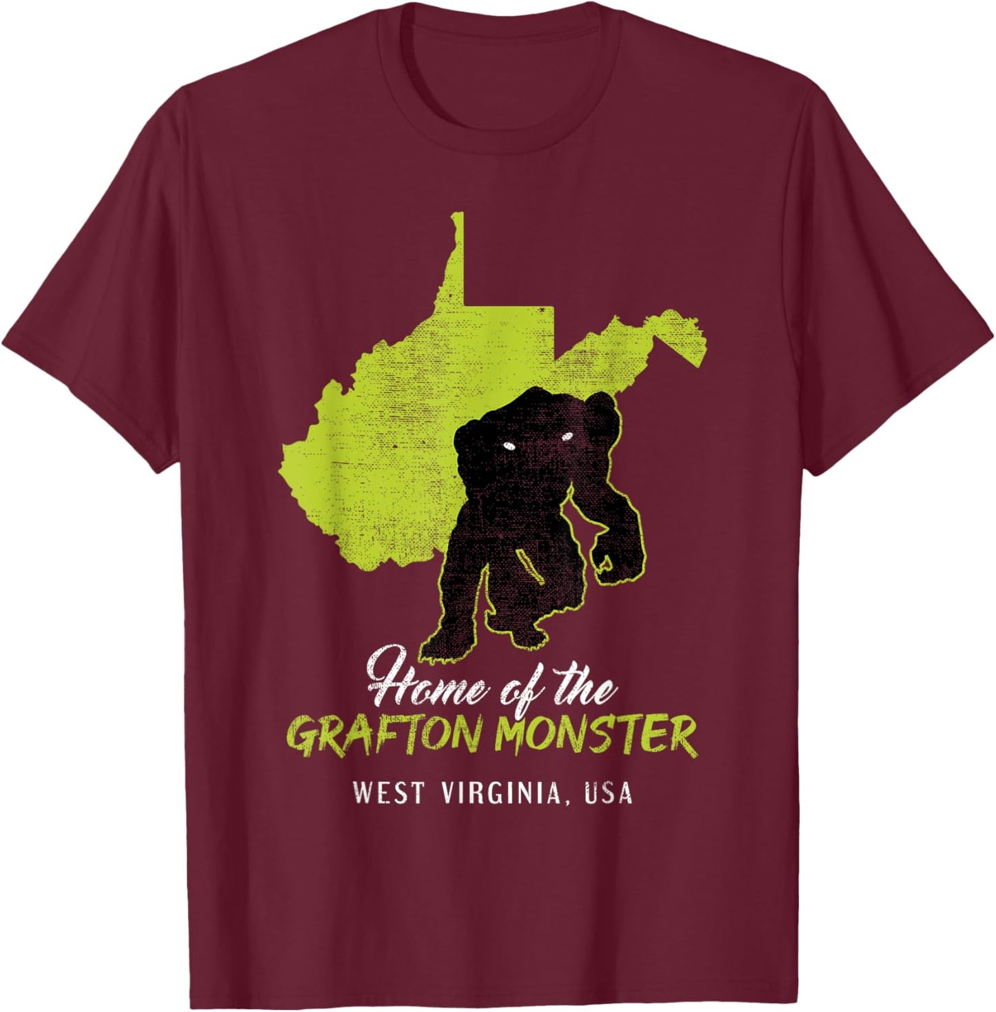 Grafton Monster West Virginia State American Cryptid T-Shirt - T-Shirt | Maroon
