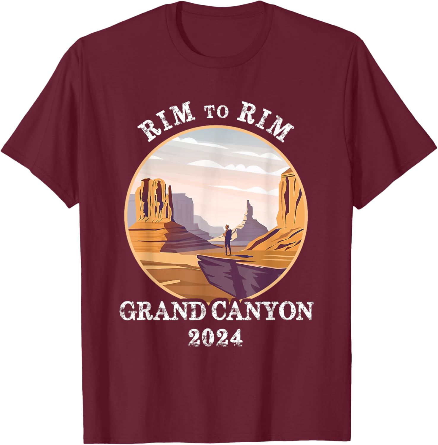 South Rim To North Rim Grand Canyon National Park Hiking T-Shirt - T-Shirt | Maroon