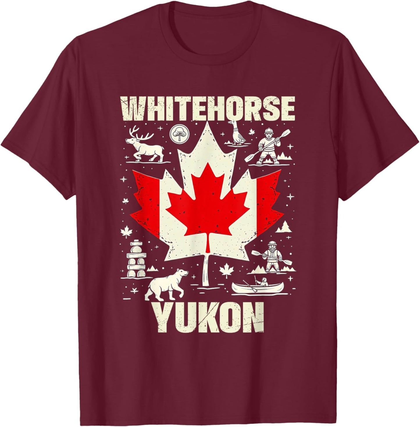 Whitehorse Yukon Canada Canadian Travel Vacation T-Shirt - T-Shirt | Maroon