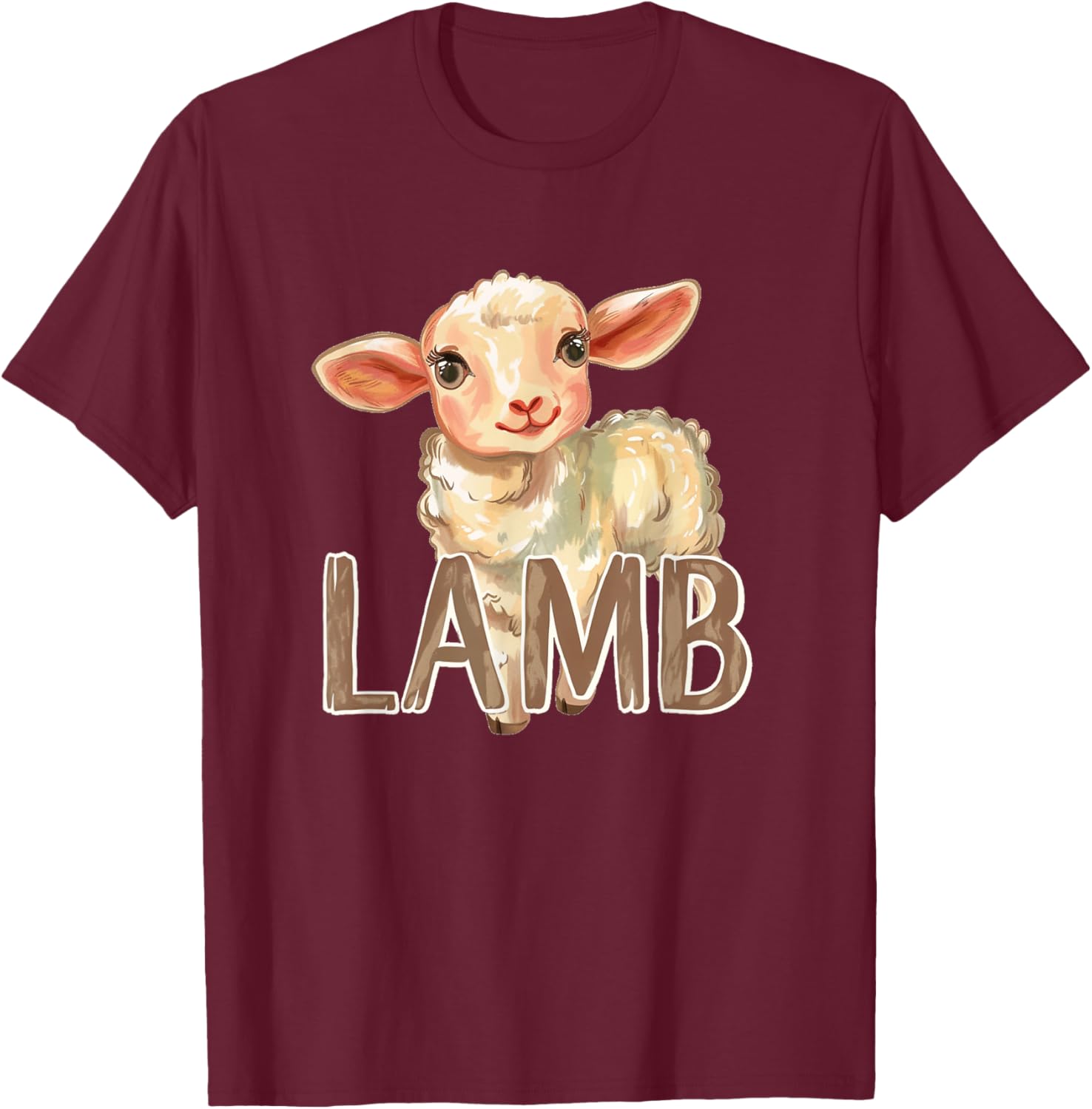 Cute Baby Lamb Face Outfit for Lambs and Sheep Lovers T-Shirt - T-Shirt | Maroon