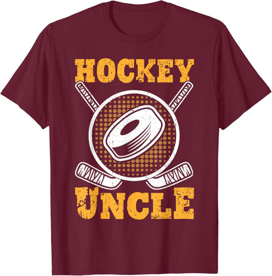 Hockey Uncle Family Sports Coach Player Father's Day T-Shirt - T-Shirt | Maroon