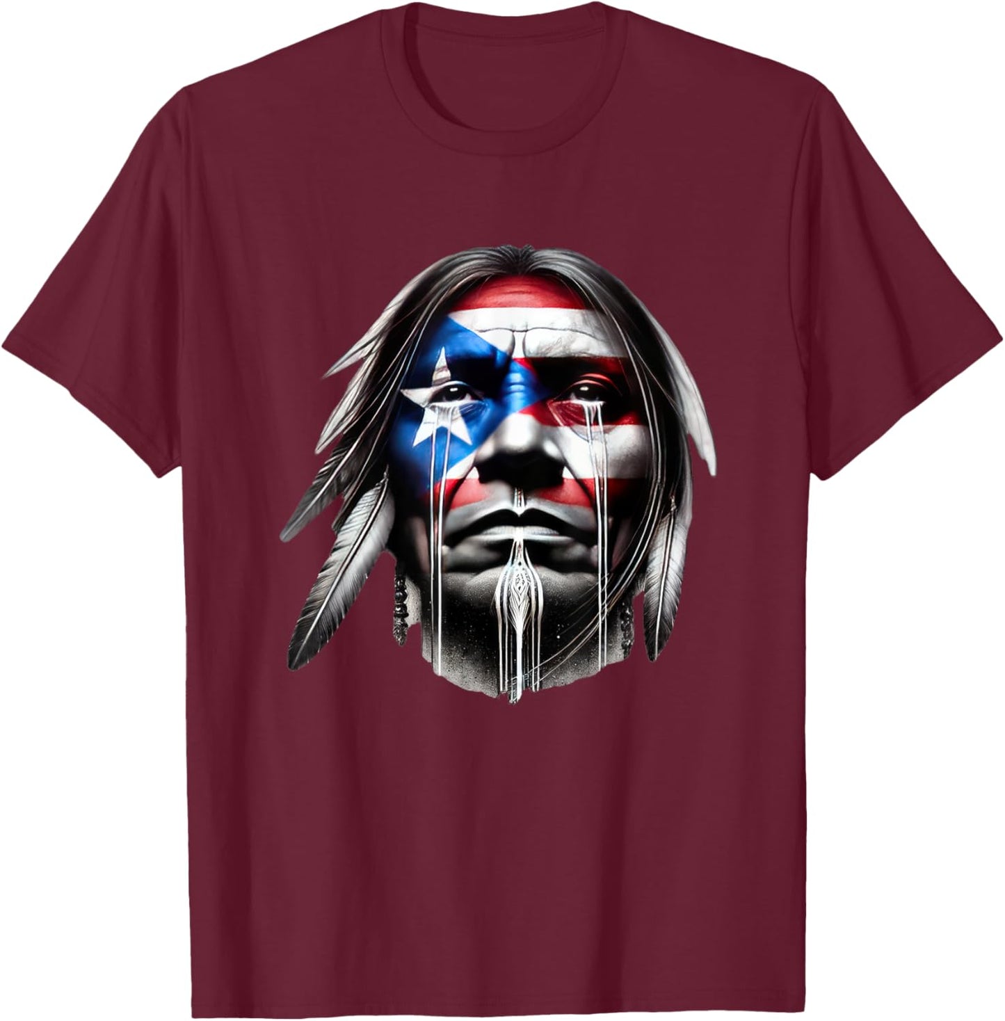 Taino Tears Protest Puerto Rican Flag Crying Native American T-Shirt - T-Shirt | Maroon