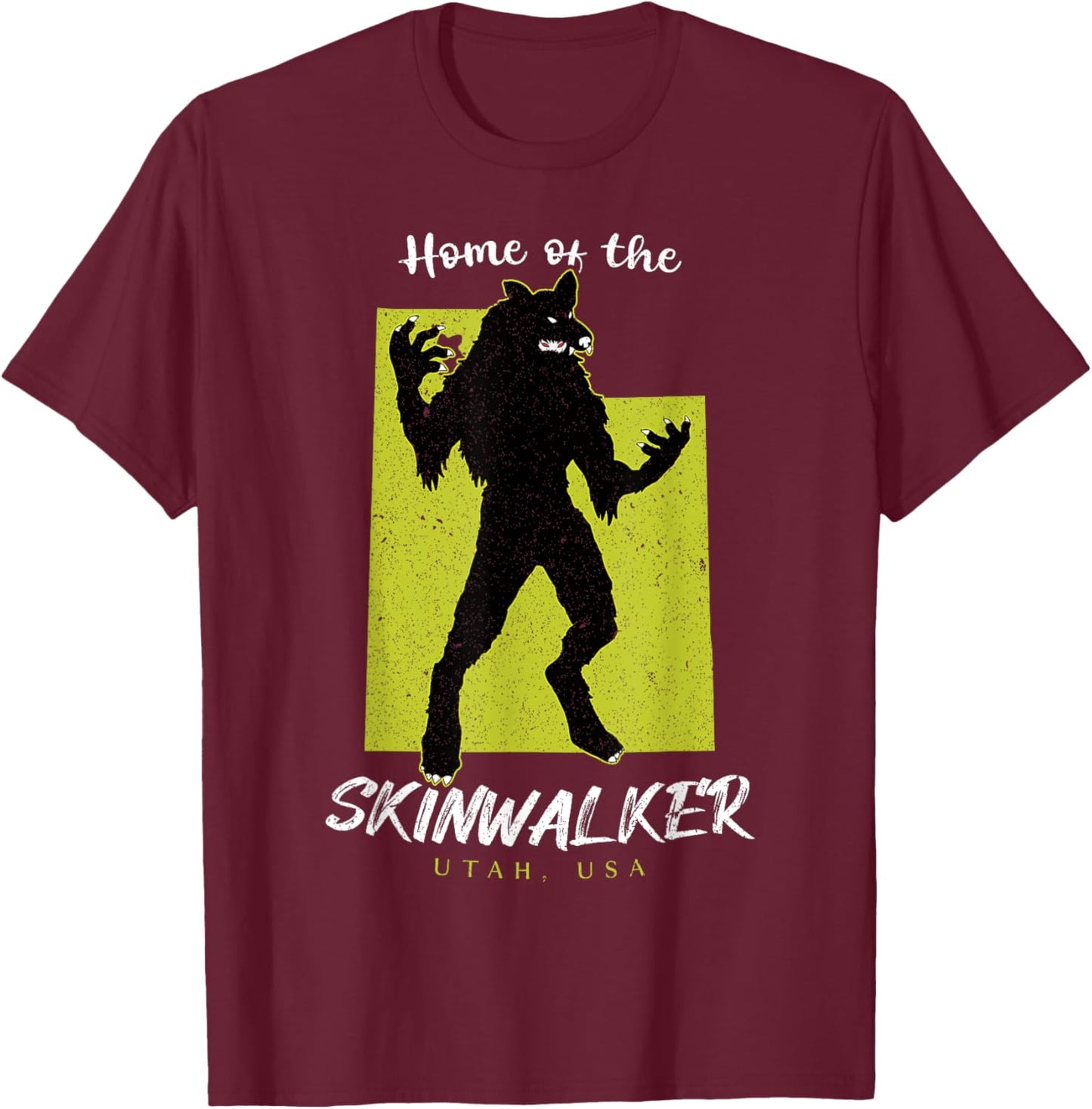 The Skinwalker Utah State American Cryptid T-Shirt - T-Shirt | Maroon