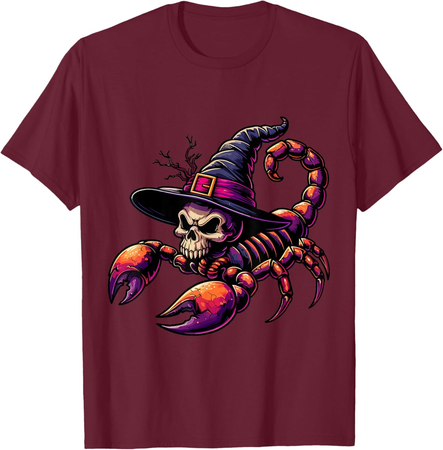 Scary Halloween Scorpion Witch Hat Costume Spooky Season T-Shirt - T-Shirt | Maroon