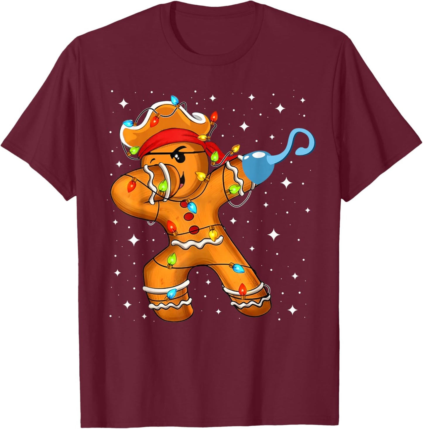 Funny Dabbing Gingerbread Pirate Christmas Dab Dance Men Boy T-Shirt - T-Shirt | Maroon