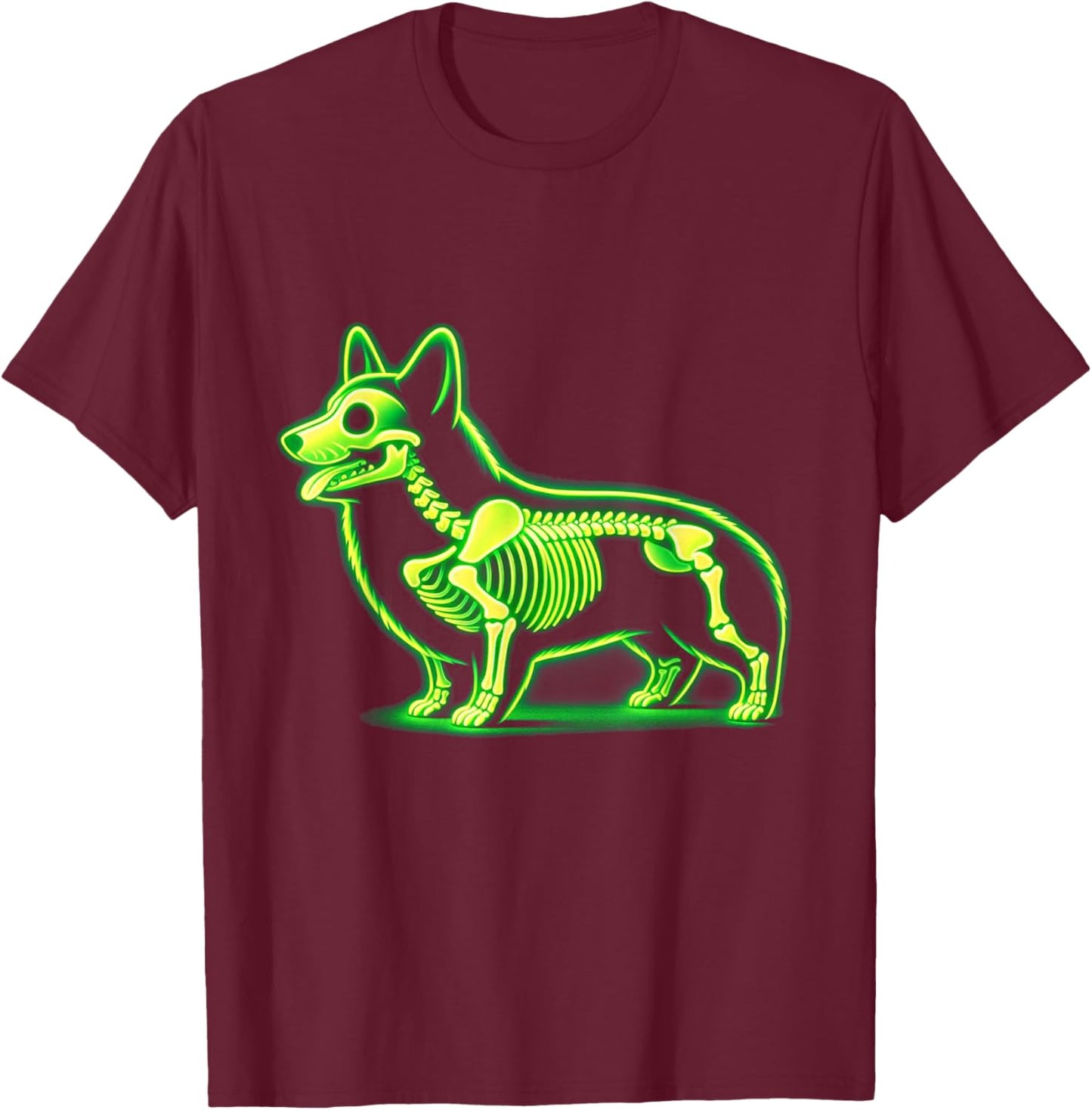 Corgi Skeleton Halloween Dog Lovers Rib Cage X-ray Men Women Kids T-Shirt - T-Shirt | Maroon