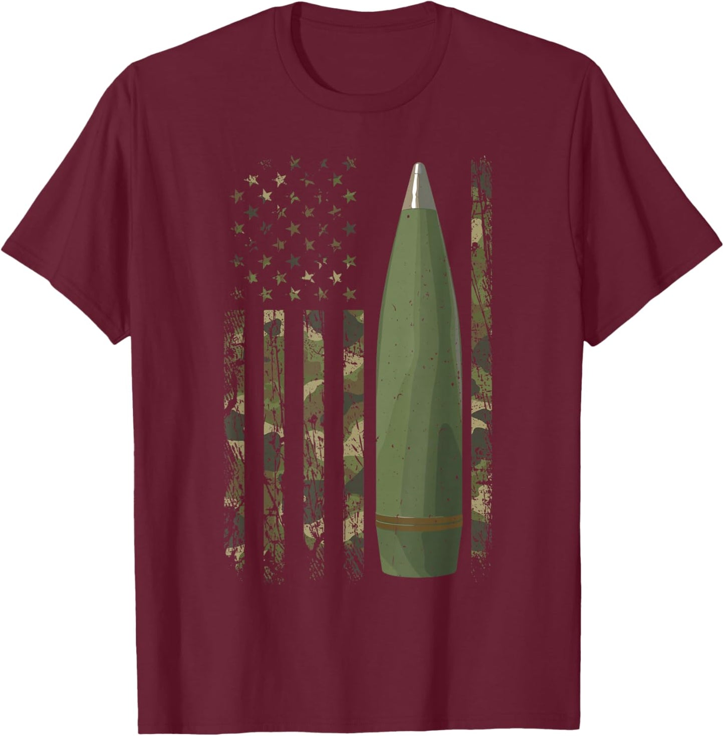 Field Artillery Officer American Flag T-Shirt - T-Shirt | Maroon