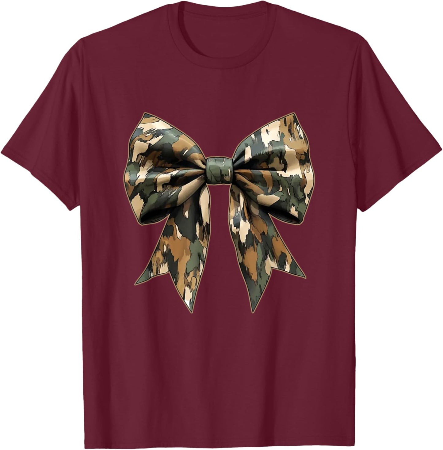 Camouflage Girls Camo Bow Camo Coquette Bow Hunting Women T-Shirt - T-Shirt | Maroon