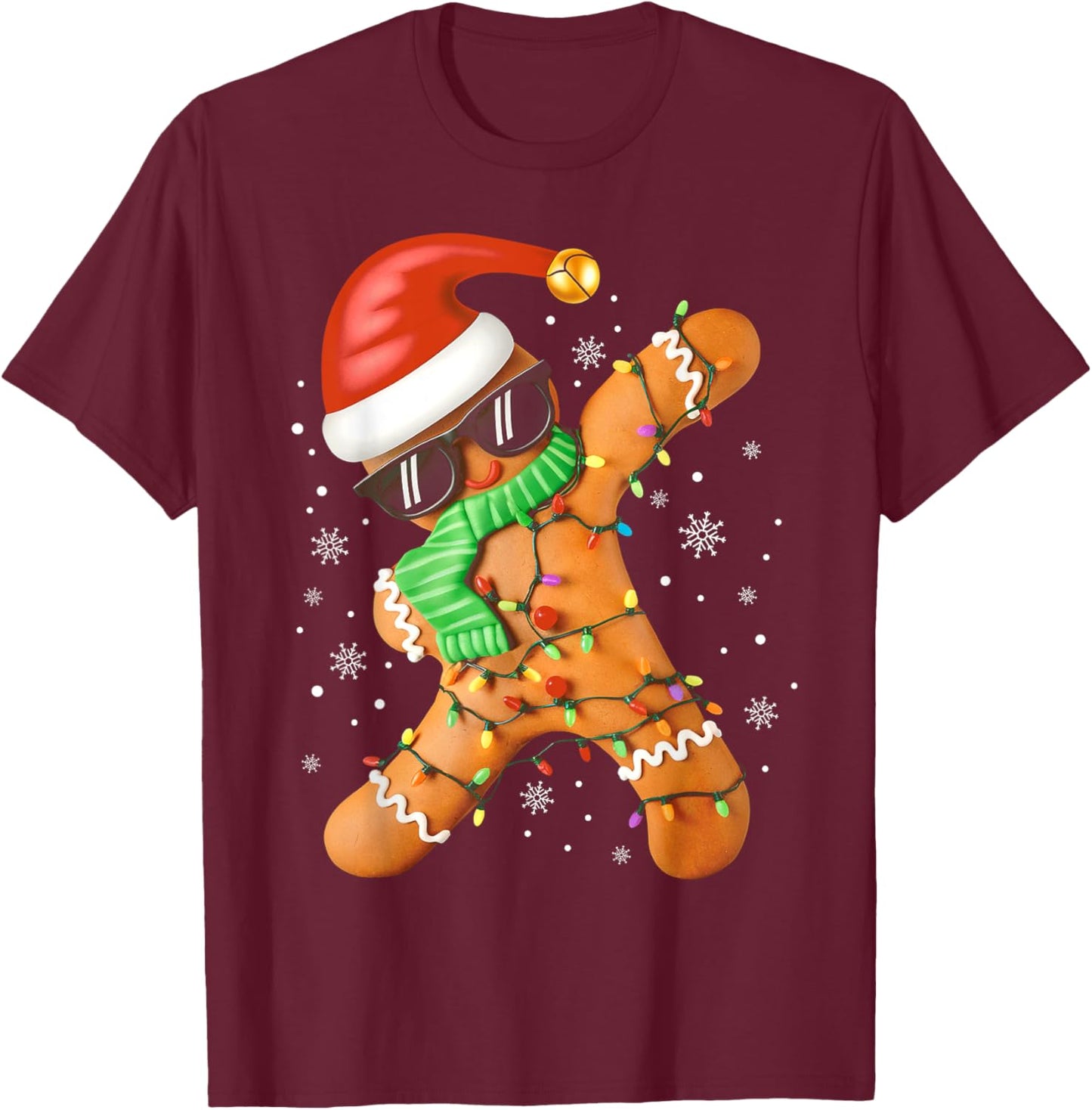 Funny Christmas Boys Kids Dabbing Gingerbread Xmas Pajamas T-Shirt - T-Shirt | Maroon