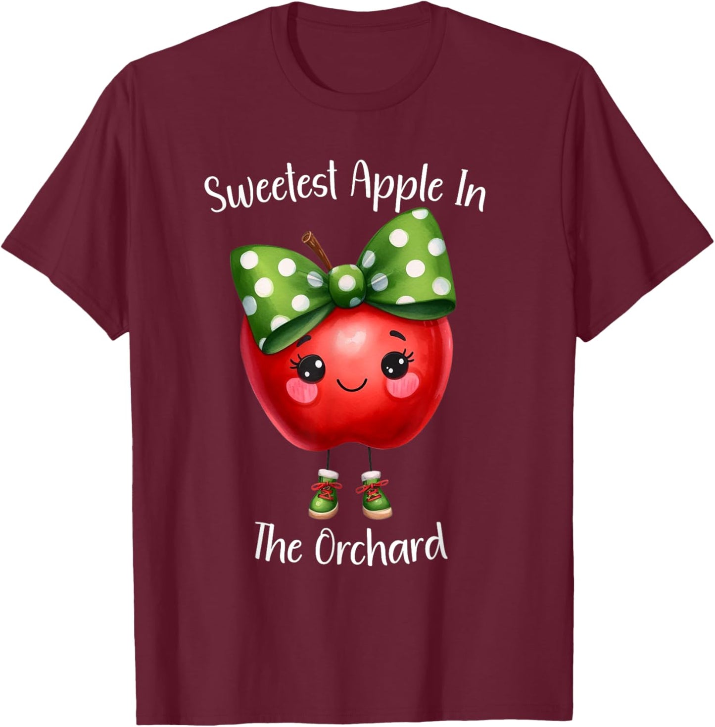 Sweetest Apple In The Orchard Girl Kids Fall Apple Picking T-Shirt - T-Shirt | Maroon