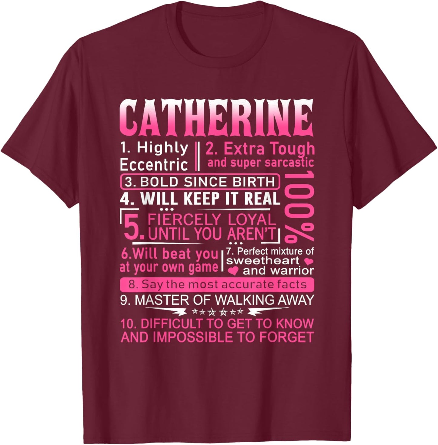 Catherine Name Shirt Personalized Catherine First Name T-Shirt - T-Shirt | Maroon