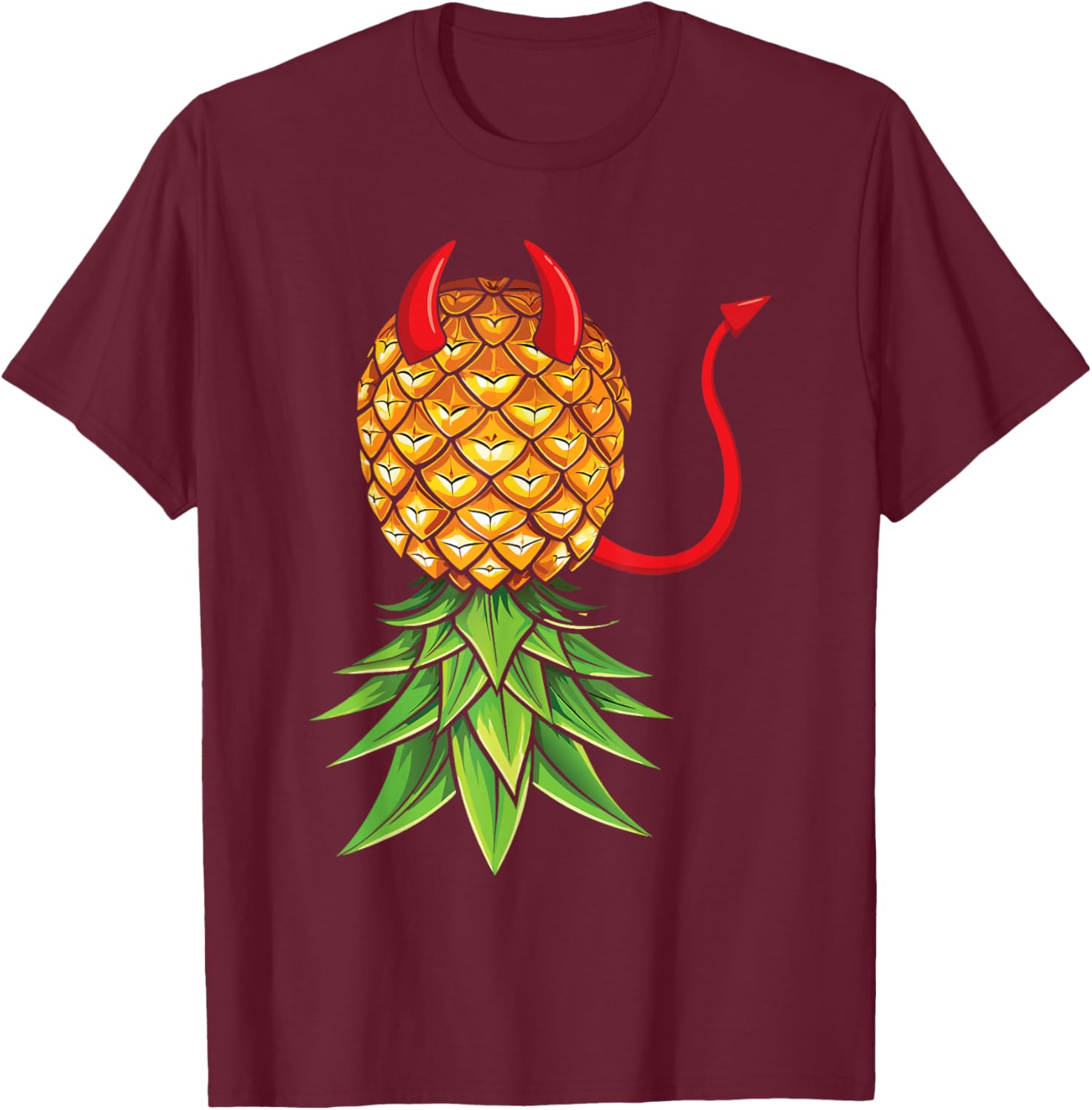 Halloween Devil Costume Upside Down Pineapple Swinger T-Shirt - T-Shirt | Maroon