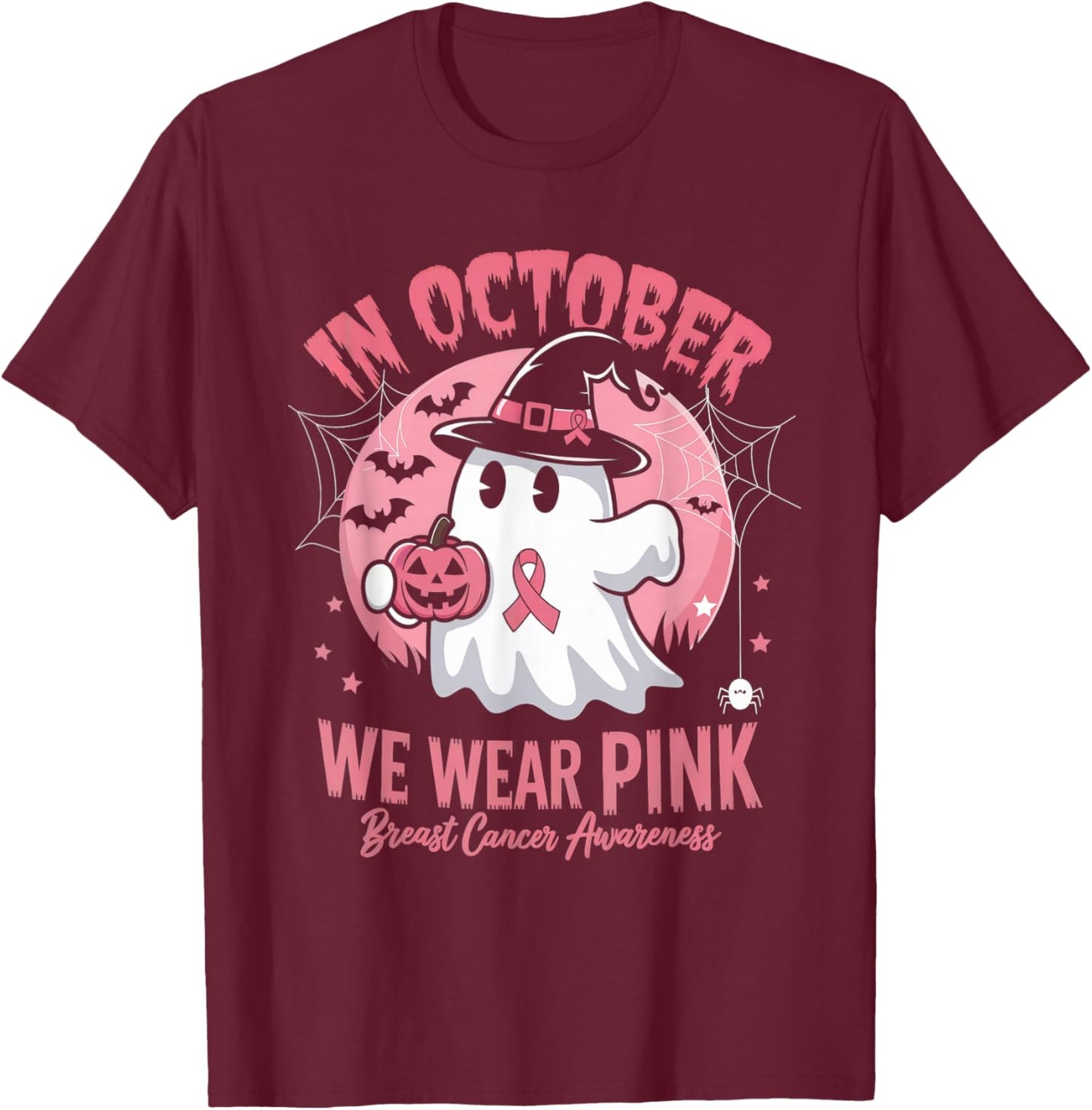 Breast Cancer Shirts Women Halloween October Wear Pink T-Shirt - T-Shirt | Maroon