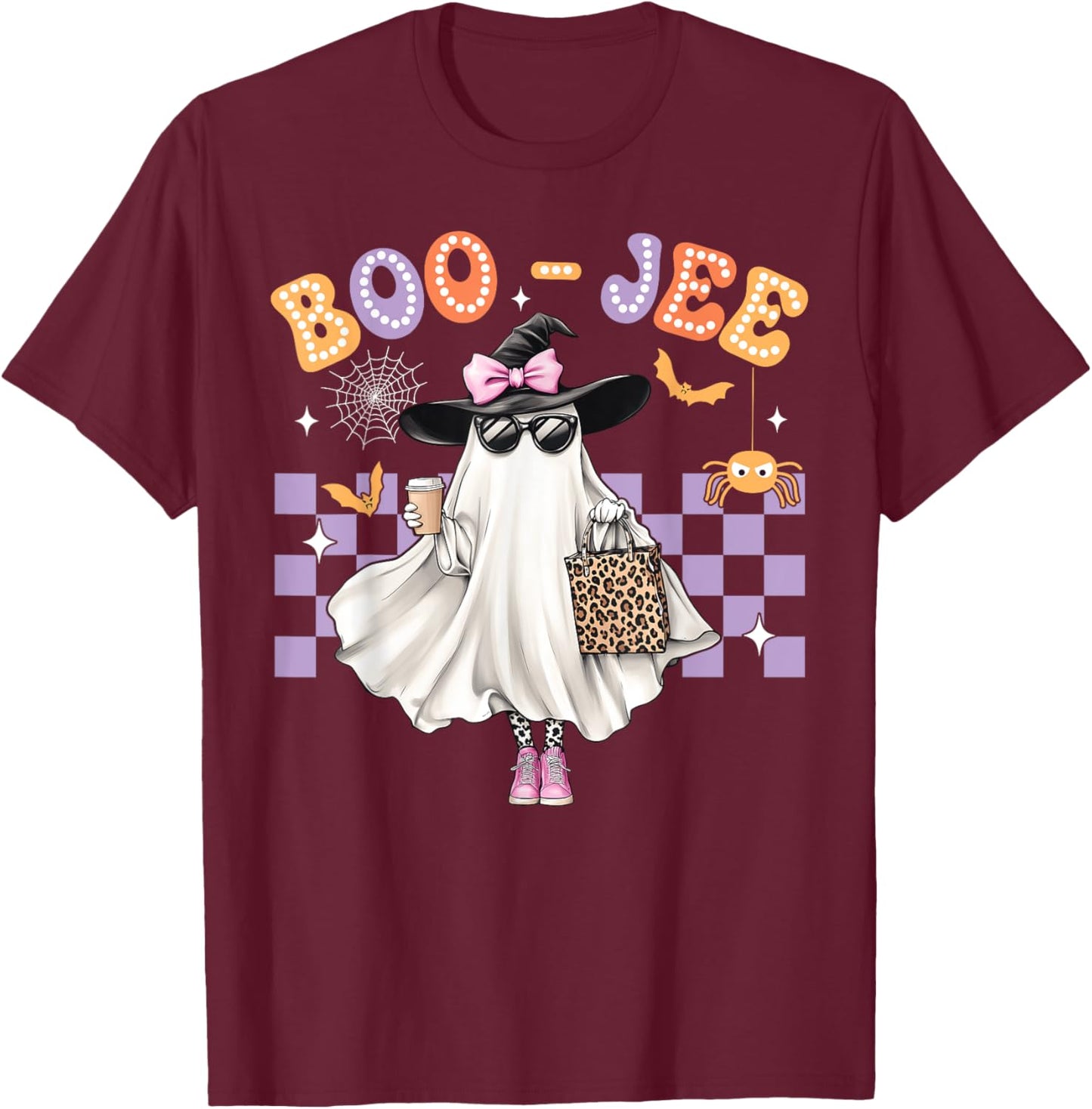 Spooky Season Cute Ghost Funny Halloween Boujee Boo-Jee T-Shirt - T-Shirt | Maroon
