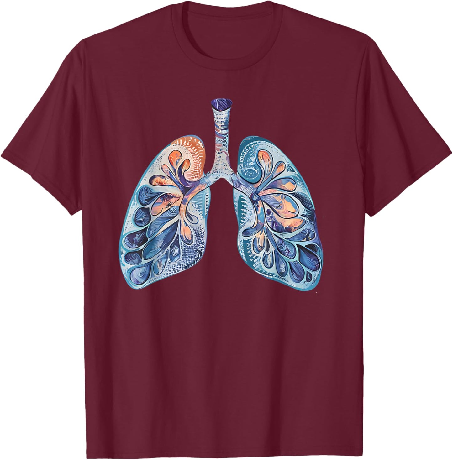 Anatomical Floral Lungs Graphic T-Shirt - T-Shirt | Maroon