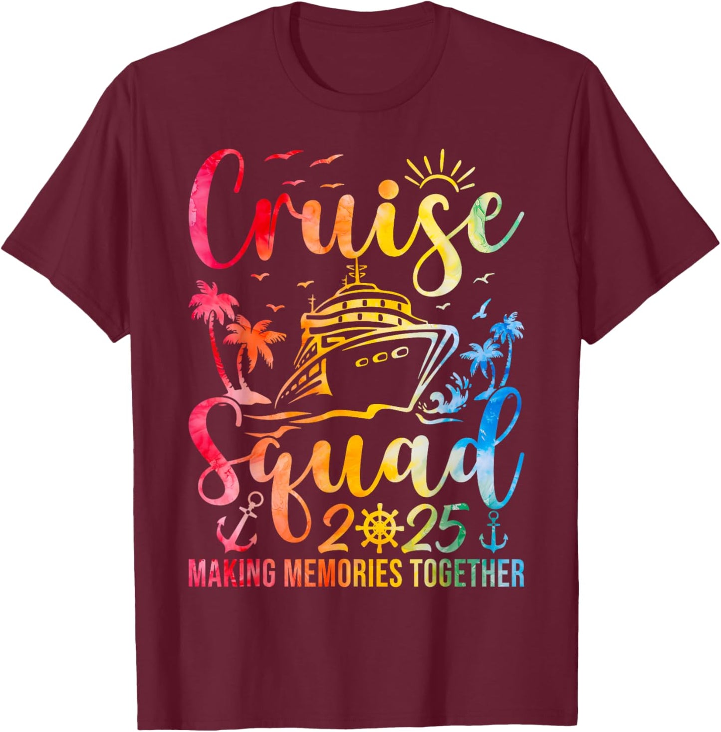 Cruise Squad 2025 Summer Vacation Matching Family Group T-Shirt - T-Shirt | Maroon
