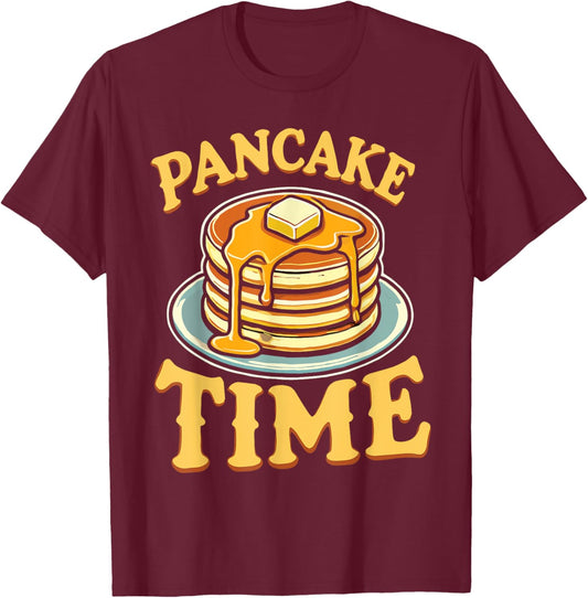 Pancake Lover Apparel -Adult Pancake Themed , Black, Small, Short Sleeve T-Shirt - T-Shirt | Maroon