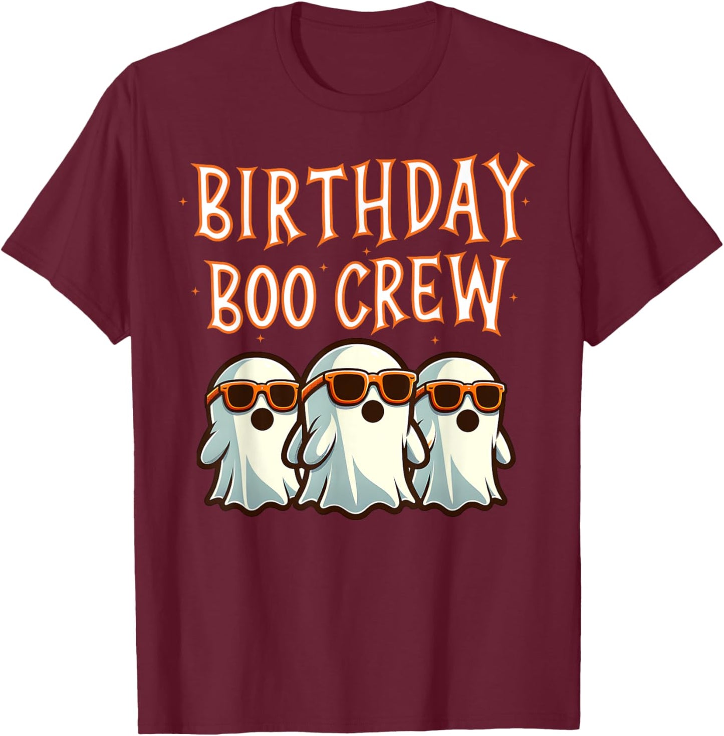 Birthday Boo Crew Matching Halloween Birthday Party Ghosts T-Shirt - T-Shirt | Maroon