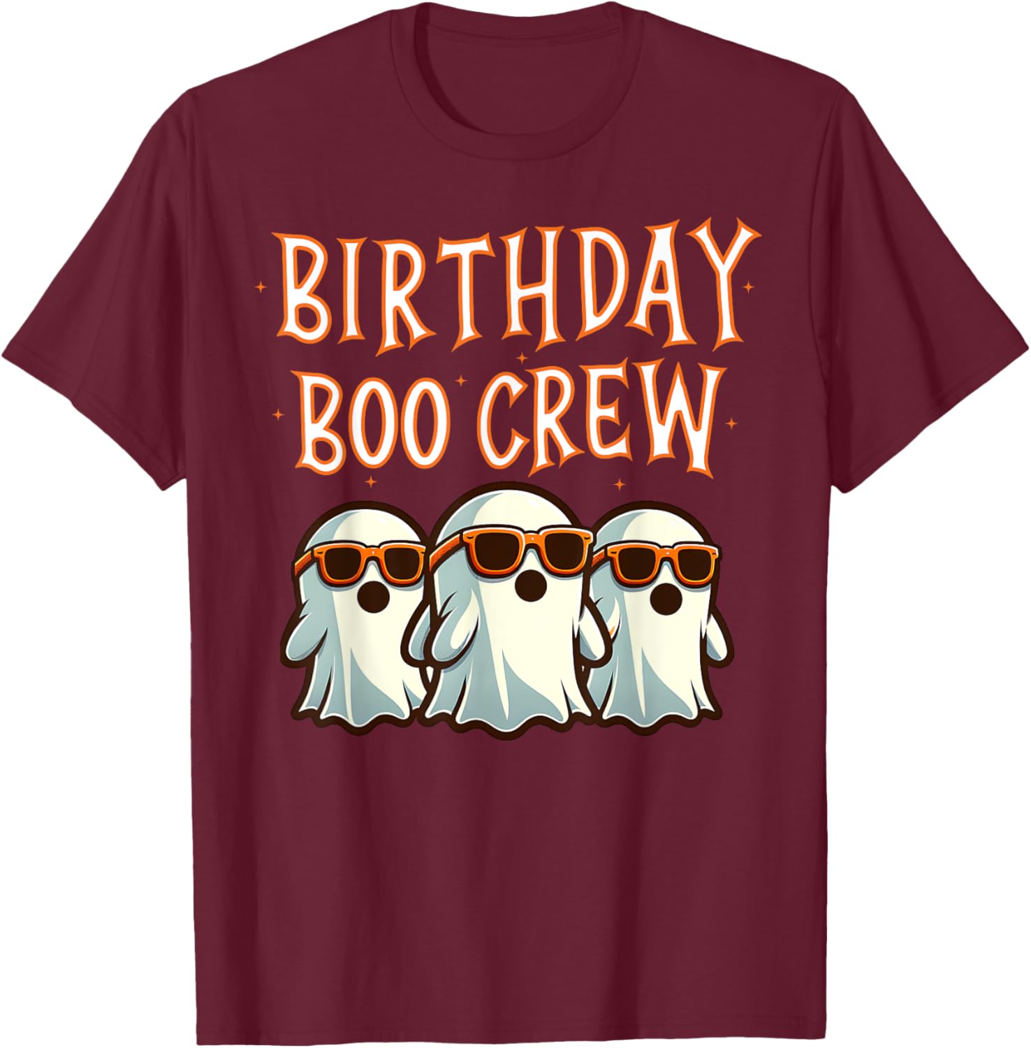 Birthday Boo Crew Matching Halloween Birthday Party Ghosts T-Shirt - T-Shirt | Maroon