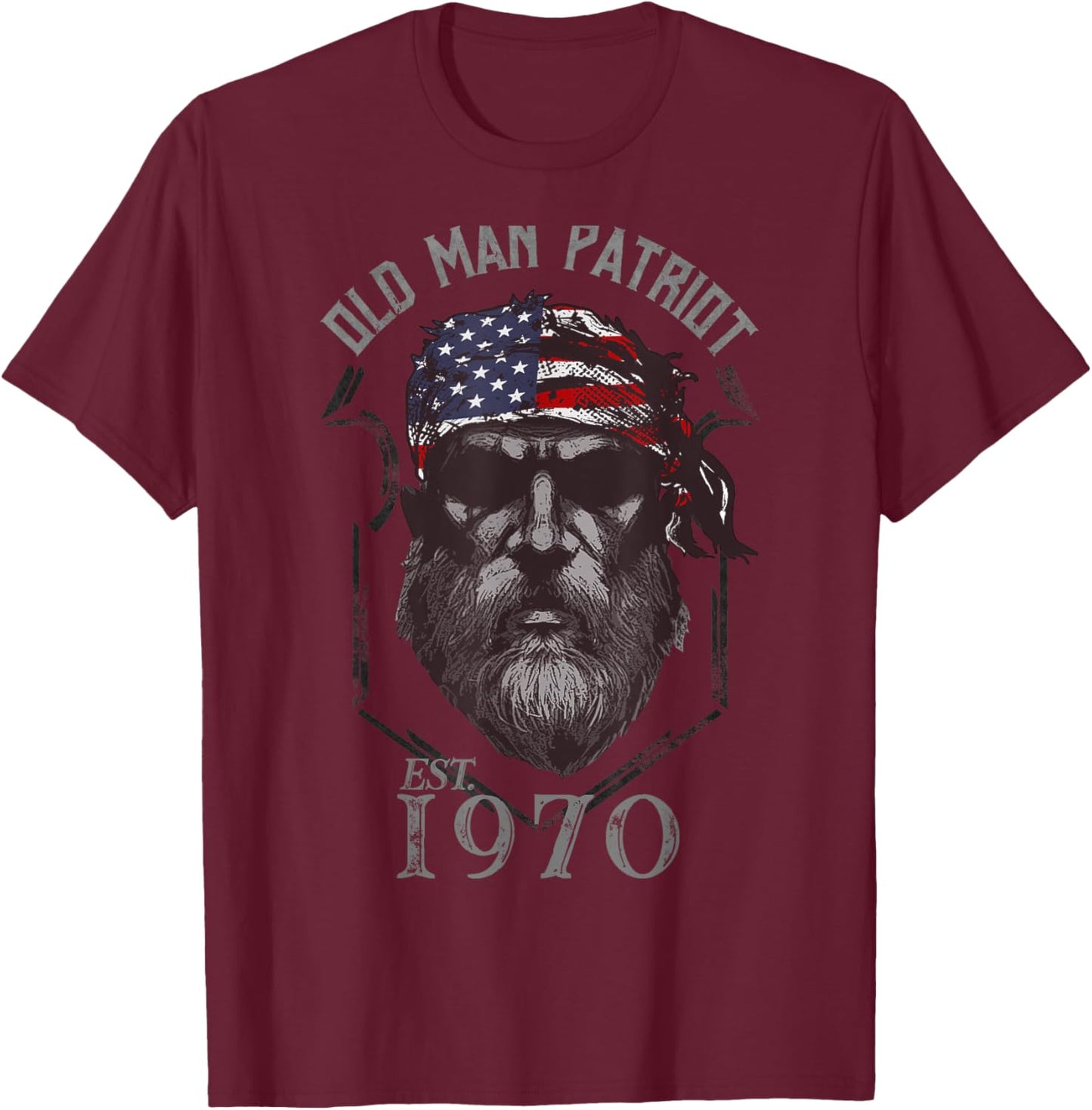 1970 Old Man Patriot T-Shirt - T-Shirt | Maroon