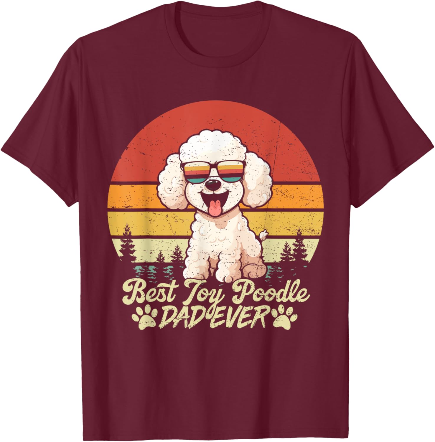 Best White Toy Poodle Dad Ever Vintage Dog Fathers Day Women T-Shirt - T-Shirt | Maroon