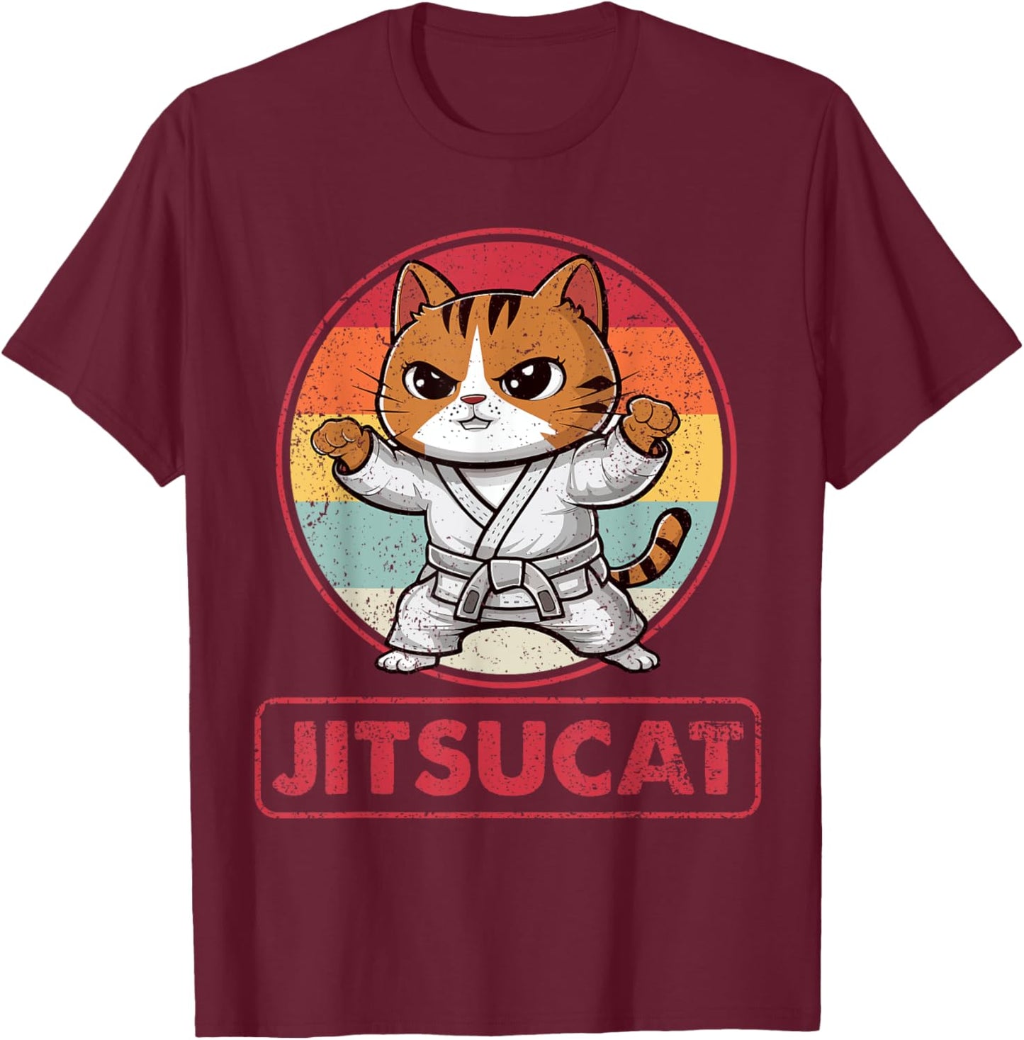 Jiu Jitsu Cat Lover Kitten Brazilian BJJ Martial Arts MMA Men Women Kids T-Shirt - T-Shirt | Maroon