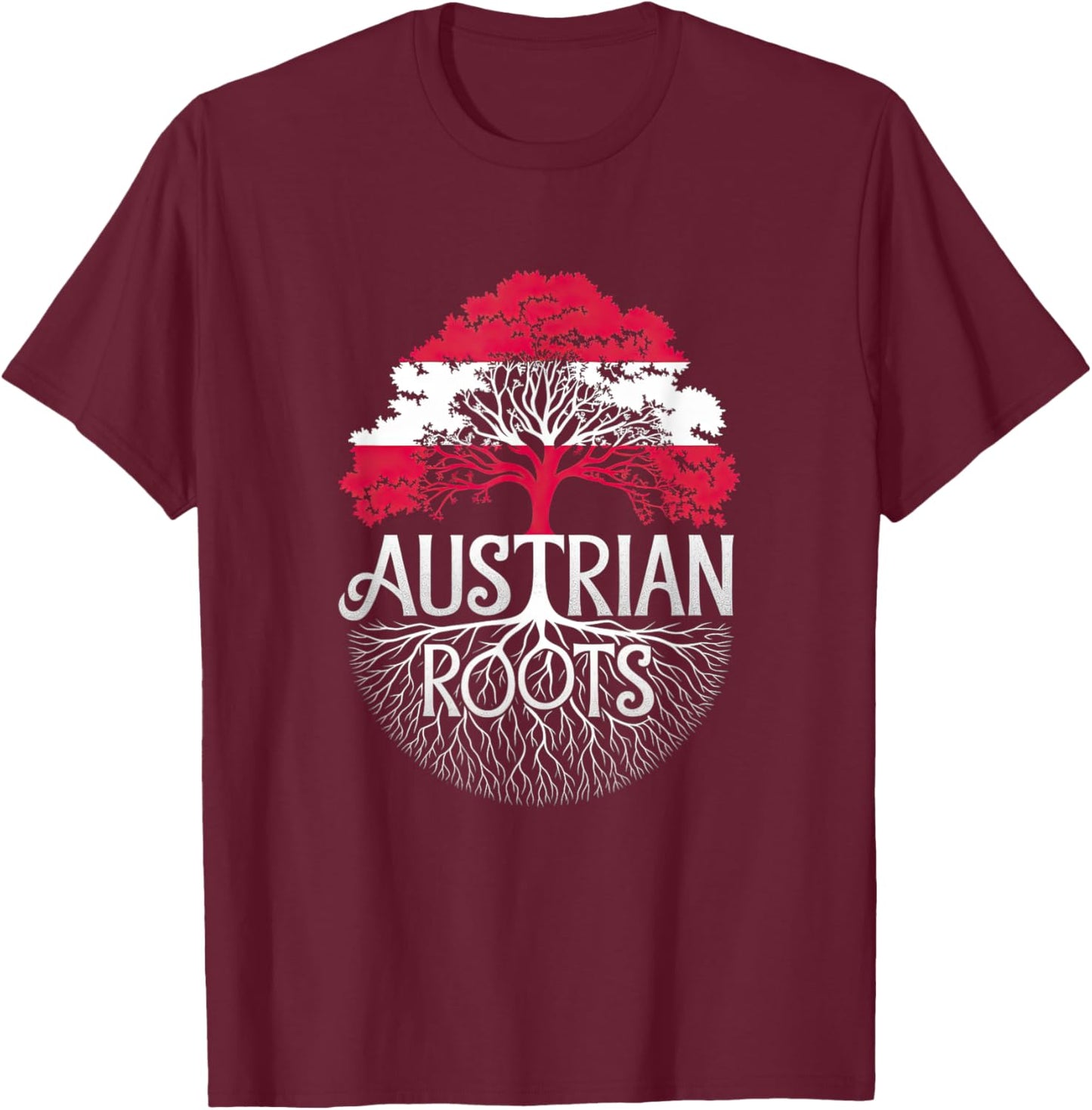 Austrian Roots - Austria Flag Colors Family Tree Souvenir T-Shirt - T-Shirt | Maroon
