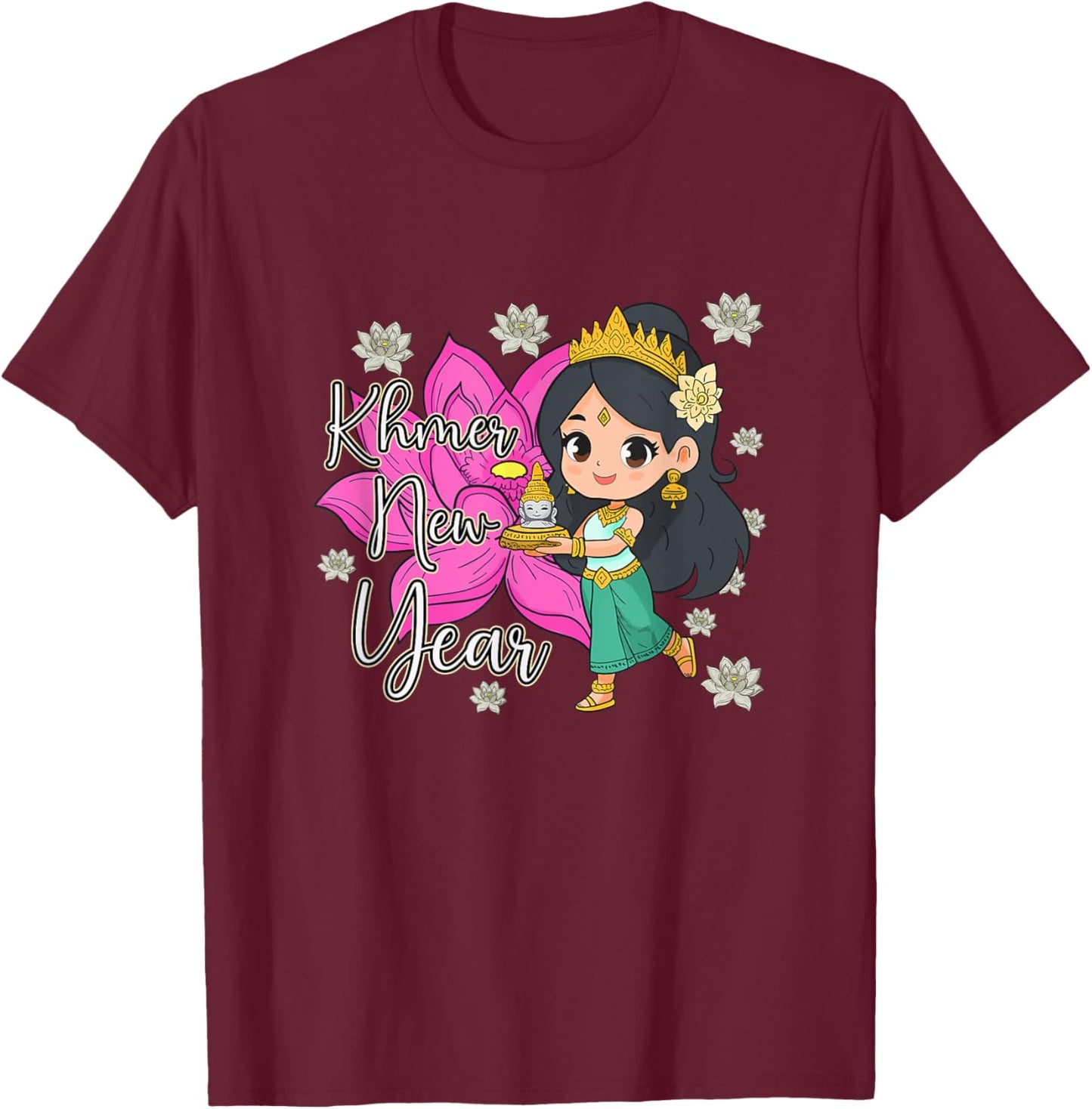 Cambodia Cambodian Happy Khmer New Year T-Shirt - T-Shirt | Maroon