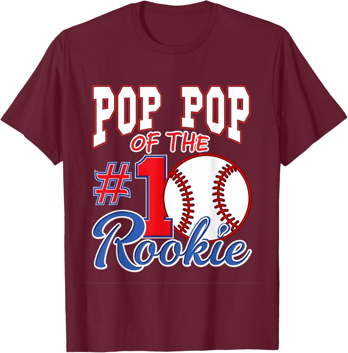 Retro Grandpa Pop Pop Of The Number 1 Rookie Baseball T-Shirt - T-Shirt | Maroon