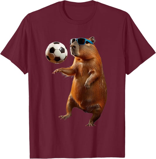 Capybara Soccer T-Shirt - T-Shirt | Maroon