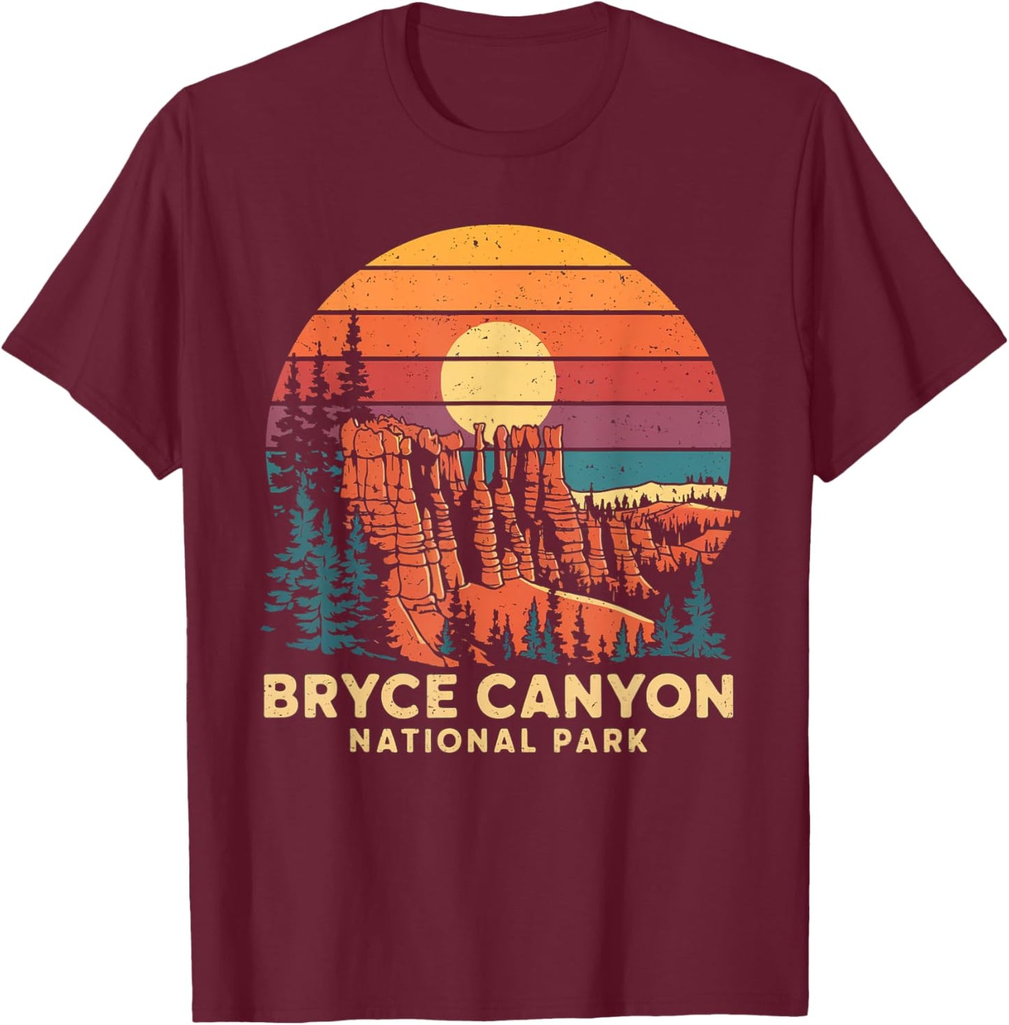 Bryce Canyon National Park Vintage Utah Hoodoos Hiking T-Shirt - T-Shirt | Maroon