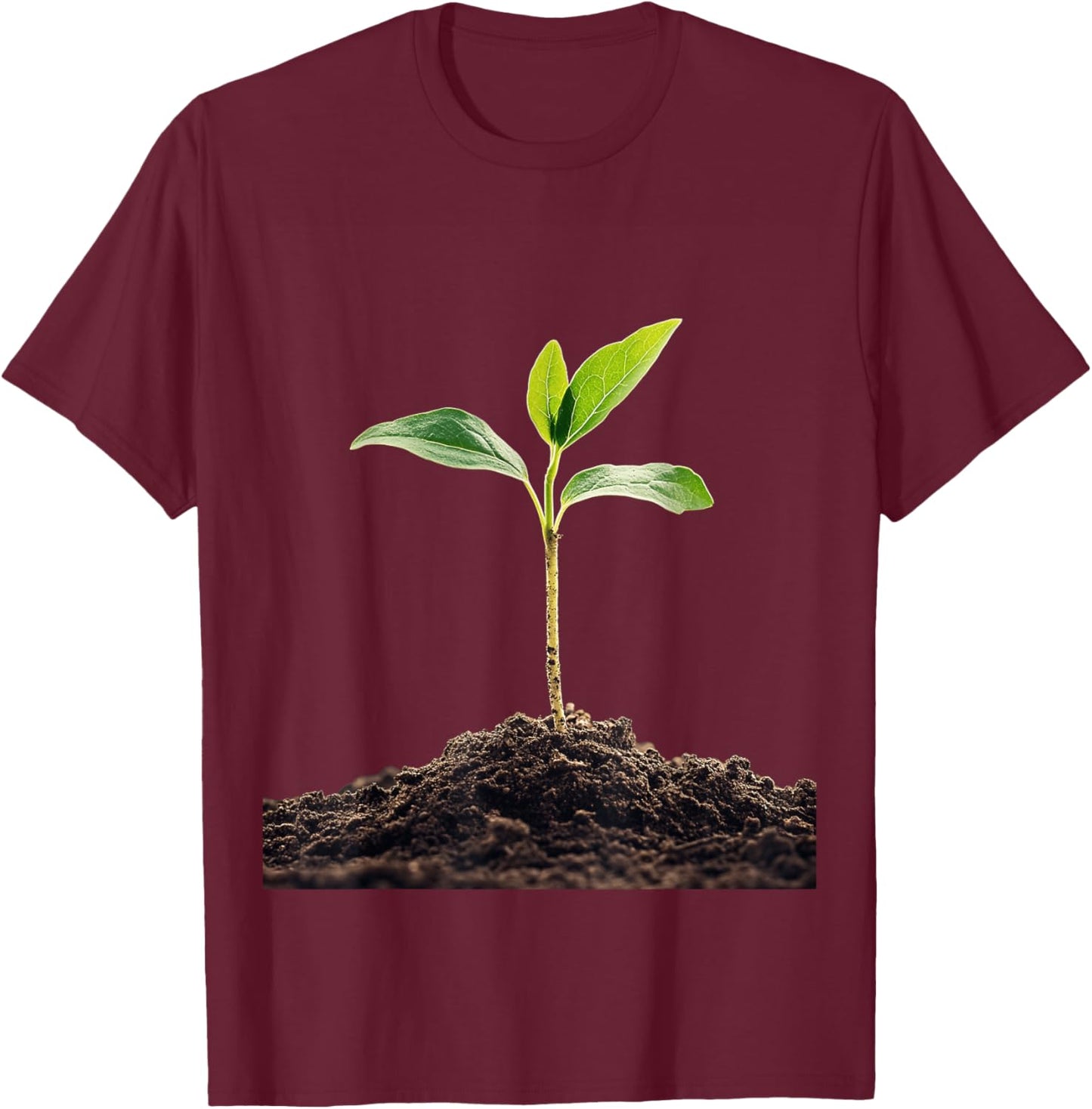Plant Sprout Against Dark Background Nature T-Shirt - T-Shirt | Maroon