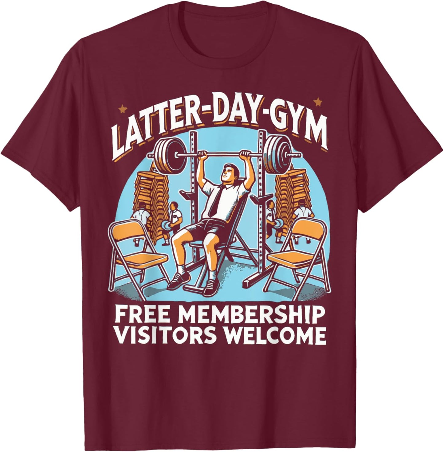 Latter-Day Gym Missionary LDS Church Funny Mormon T-Shirt - T-Shirt | Maroon