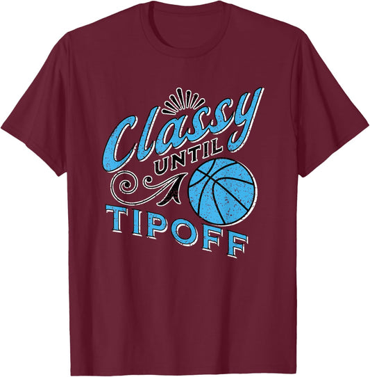 Classy Women Basketball Gift Basketball Mom Light Blue T-Shirt - T-Shirt | Maroon