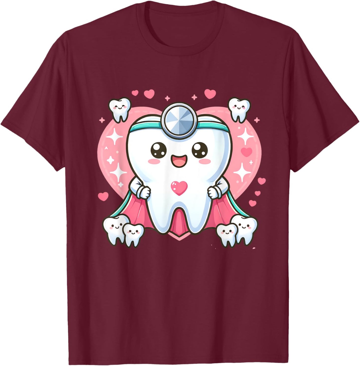 Cute Super Hero Dentist Superhero Tooth Doctor T-Shirt - T-Shirt | Maroon