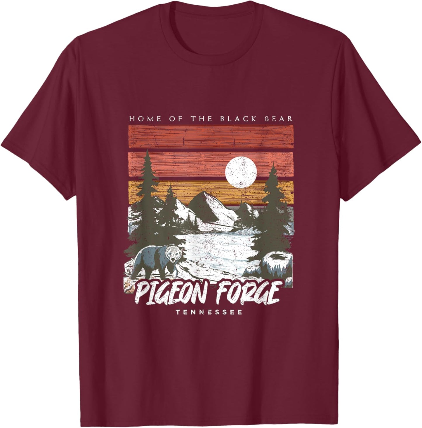 Pigeon Forge Tennessee Home Of The Black Bear Retro 70s 80s T-Shirt - T-Shirt | Maroon