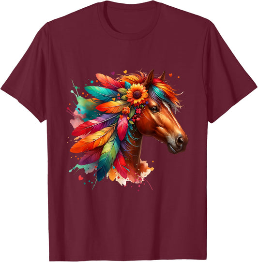 Horse Girl Teens Women Horses Lover Riding Horse T-Shirt - T-Shirt | Maroon