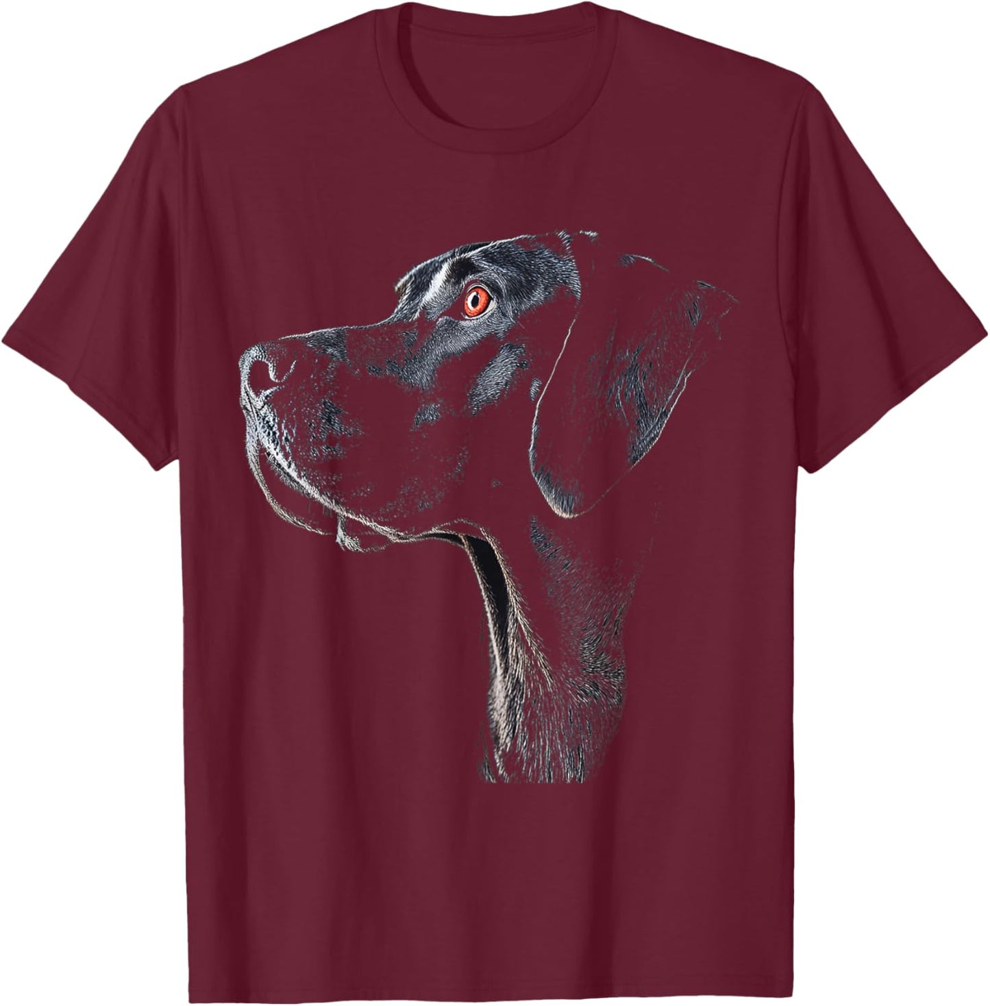 Great Dane Dog Motif Pet Illustration Great Dane Men Women Kids T-Shirt - T-Shirt | Maroon