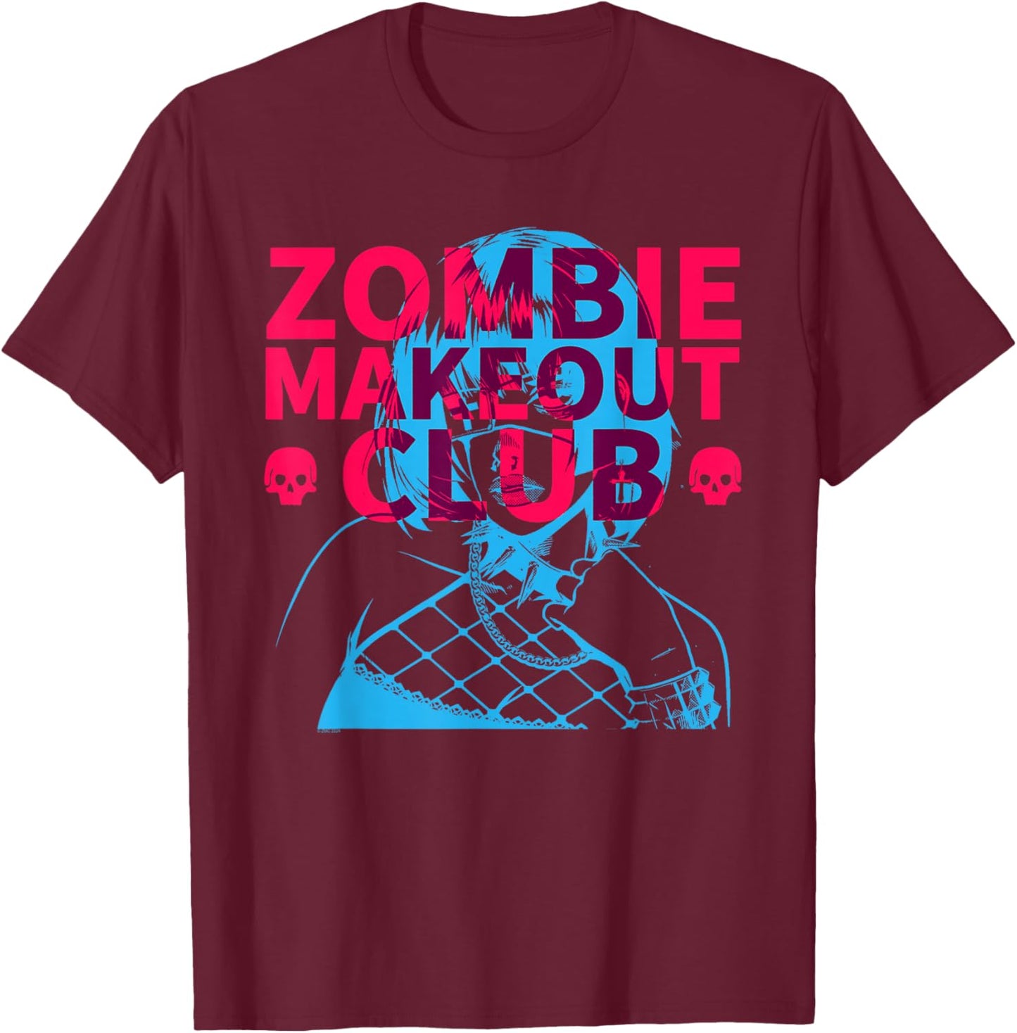 Zombie Makeout Club Punk Girl Overlap T-Shirt - T-Shirt | Maroon