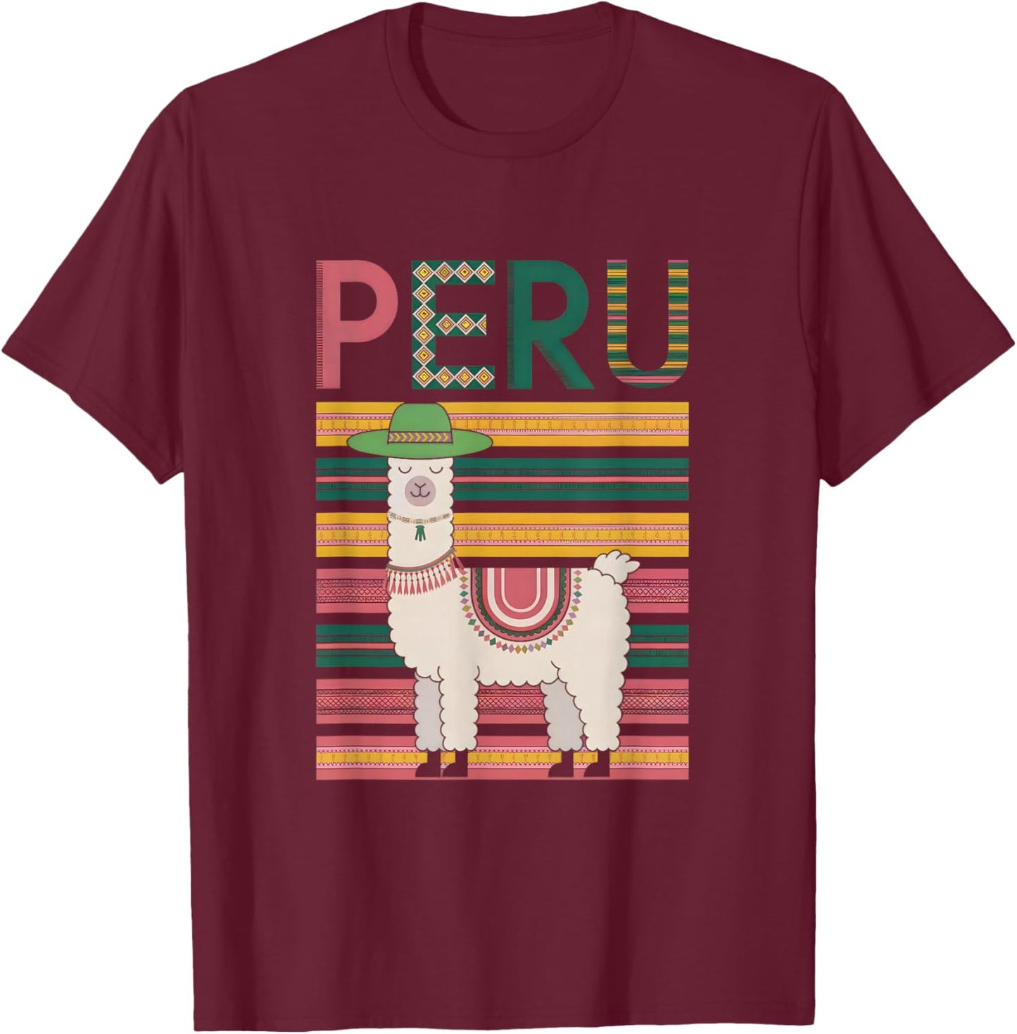 Cute Peruvian Llama from Peru - Fun Peru Design T-Shirt - T-Shirt | Maroon