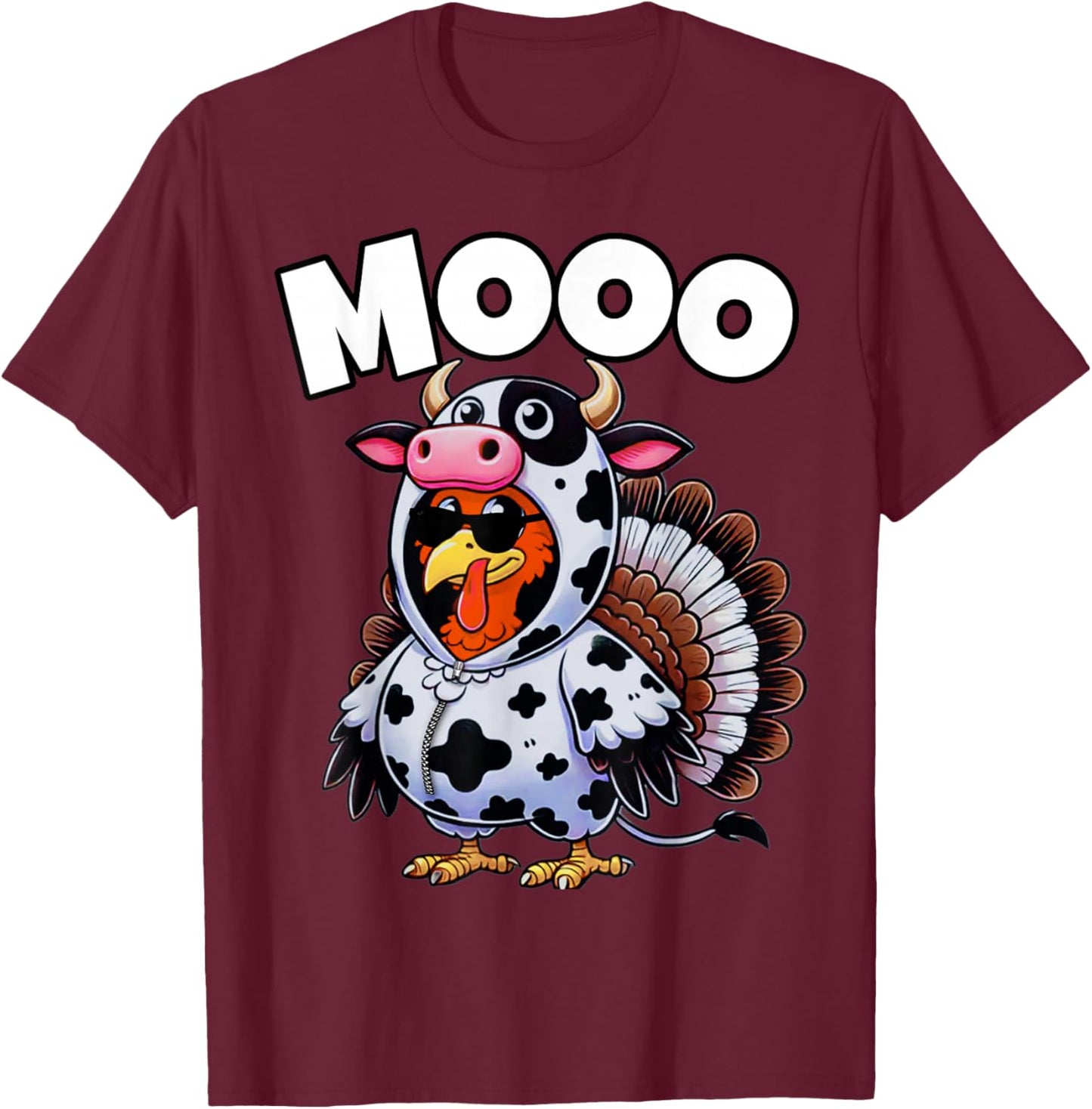 Funny Thanksgiving Turkey Outfit As Cow | Funny Thanksgiving T-Shirt - T-Shirt | Maroon