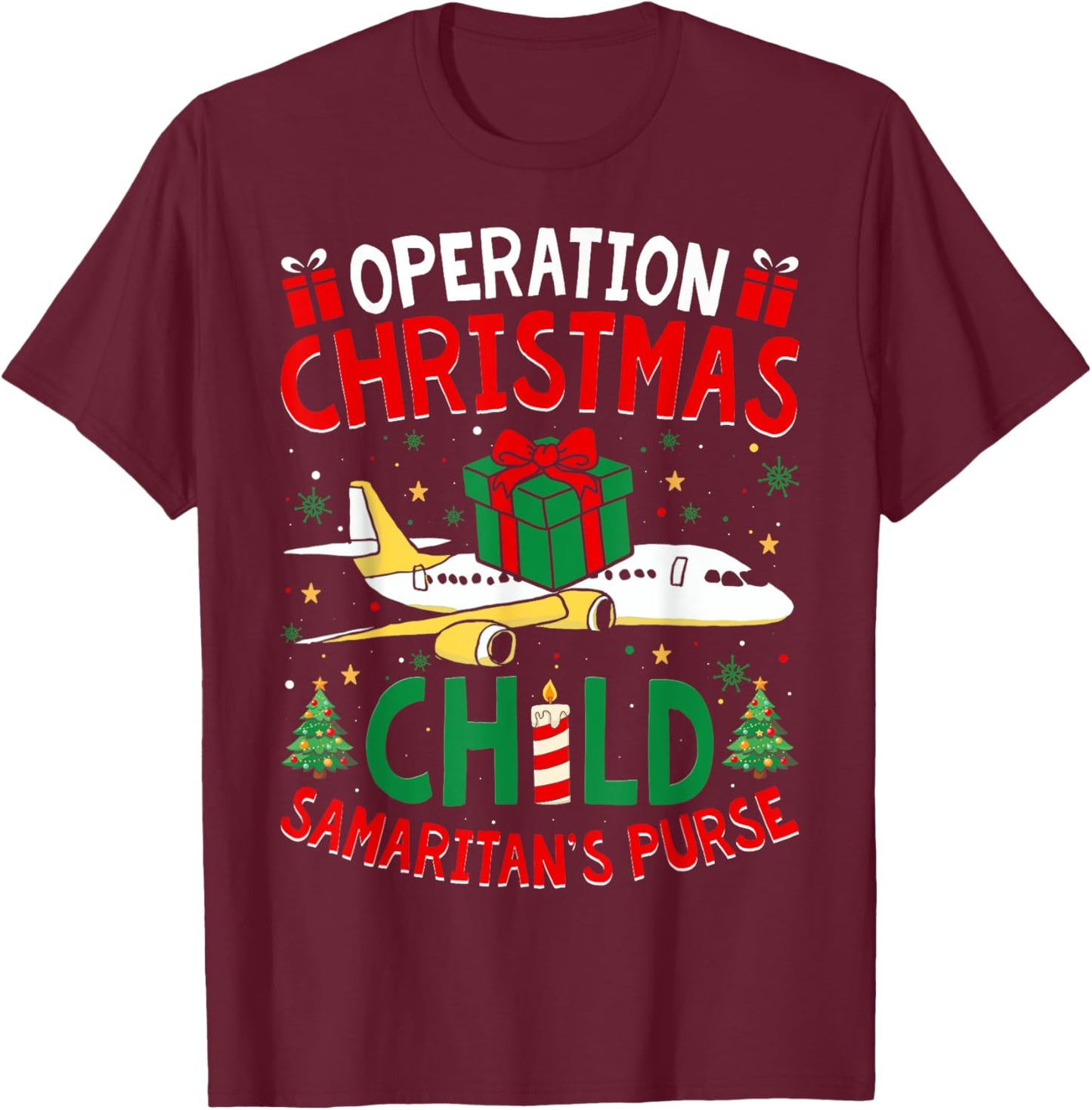 Funny Operation Christmas Child Family Matching Ugly Xmas T-Shirt - T-Shirt | Maroon