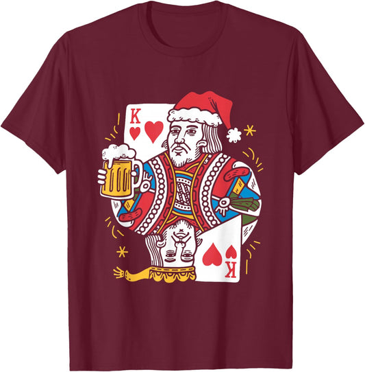 King Of Hearts With Beer - Vintage Card Game Beer Lover T-Shirt - T-Shirt | Maroon