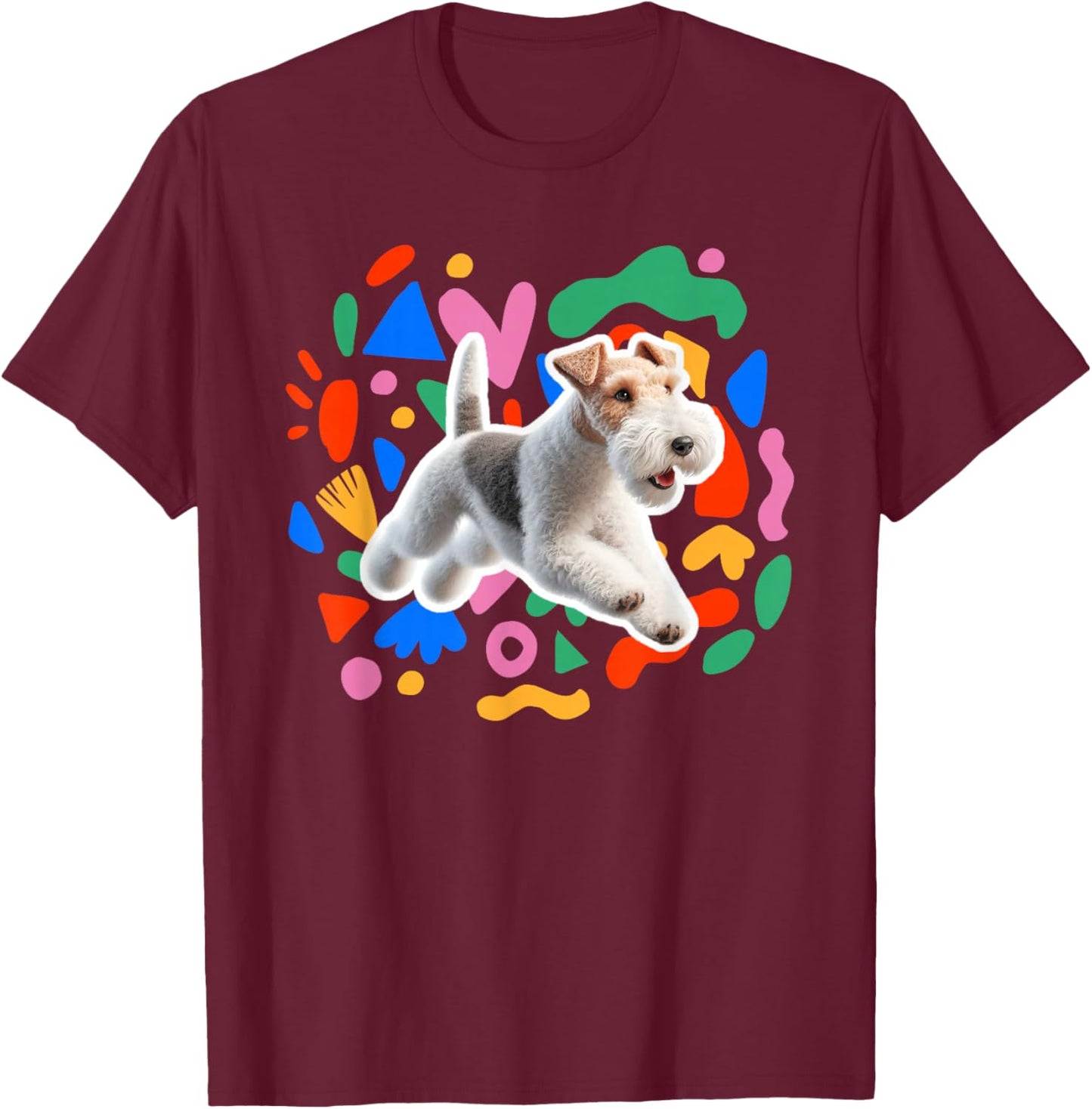 Wire Fox Terrier Colorful Design Dog Women Kids T-Shirt - T-Shirt | Maroon