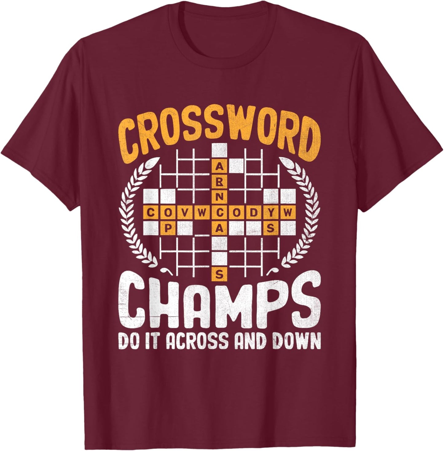 Funny Vintage Crossword Puzzle Solvers Word Nerd Lover T-Shirt - T-Shirt | Maroon