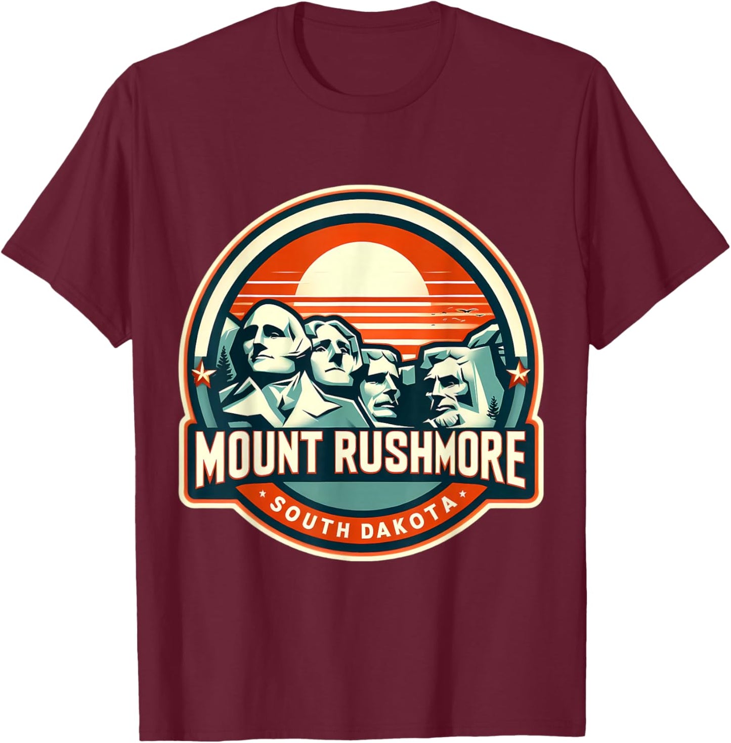 Mount Rushmore South Dakota Souvenir Memorabilia Vintage Sun T-Shirt - T-Shirt | Maroon