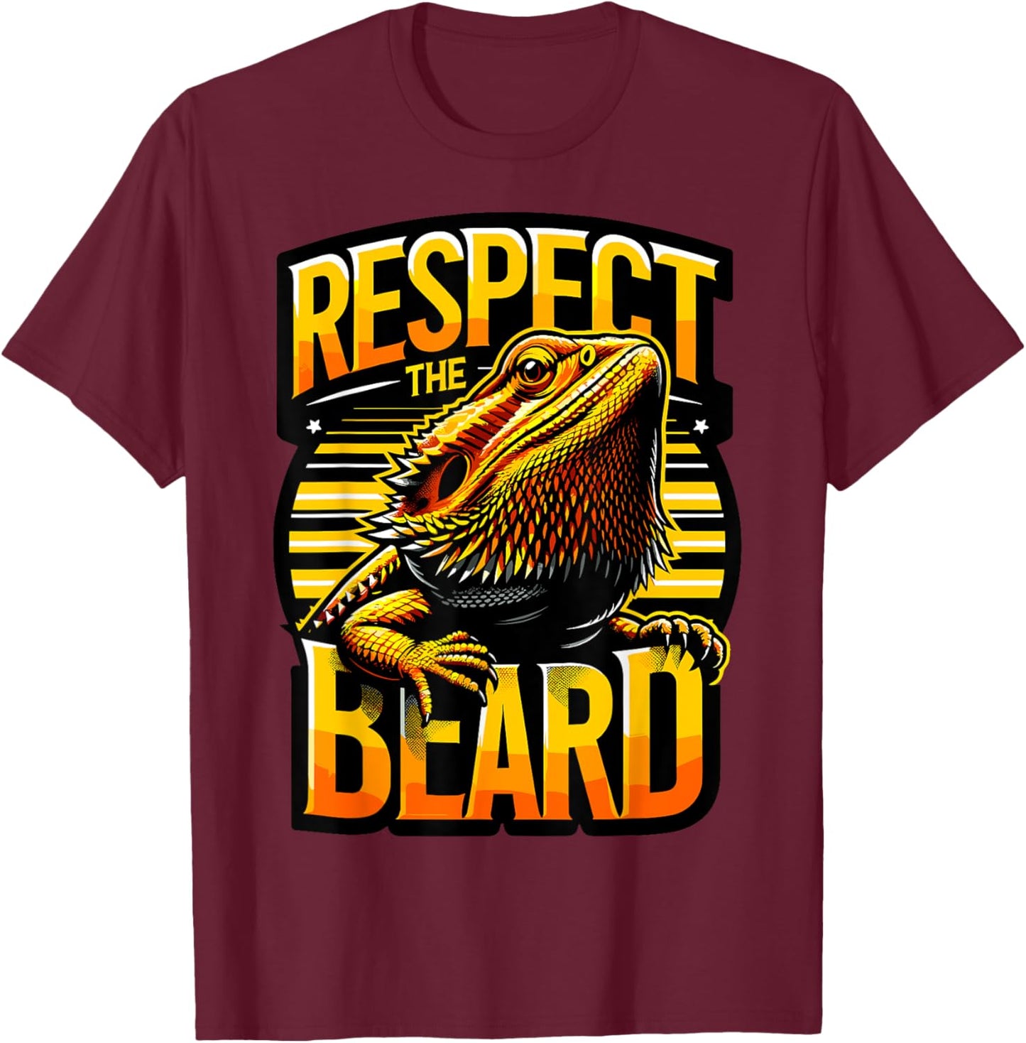 Bearded Dragon Respect the Beard T-Shirt - T-Shirt | Maroon