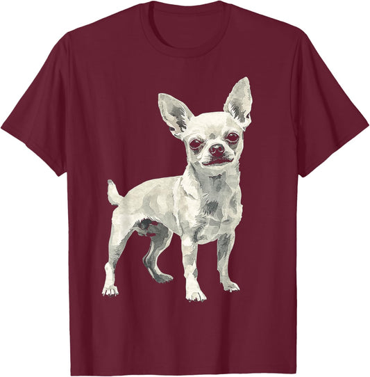 Chihuahua Dog Graphic Pet Illustration Chihuahua T-Shirt - T-Shirt | Maroon