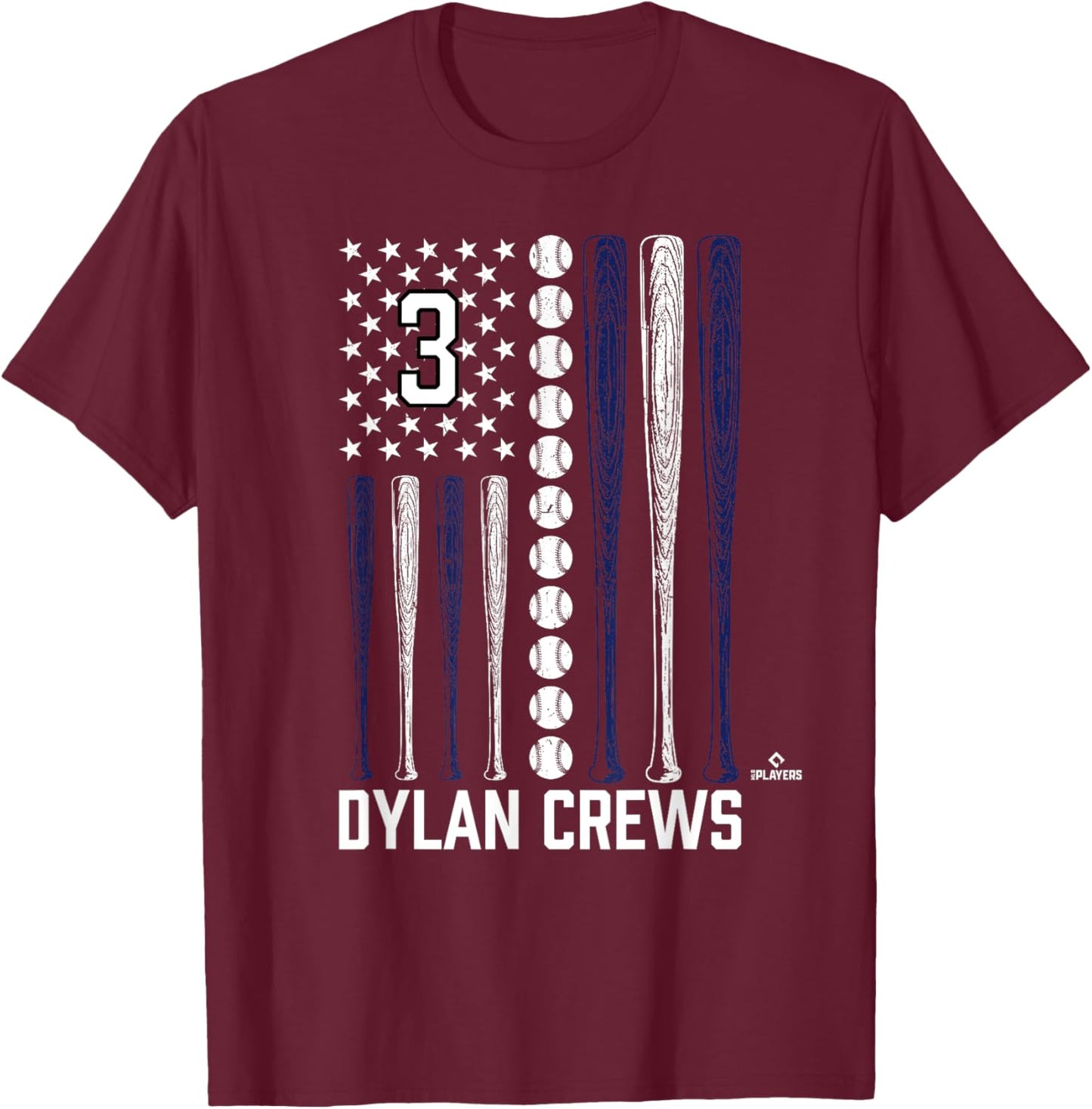 Baseball American Flag Dylan Crews Washington Baseball MLBPA T-Shirt - T-Shirt | Maroon
