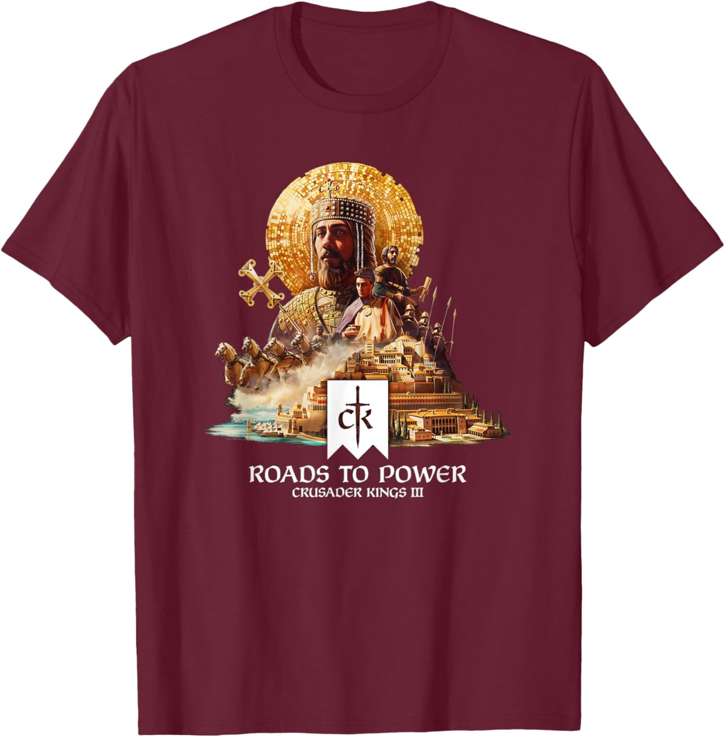 Crusader Kings III Roads to Power T-Shirt - T-Shirt | Maroon